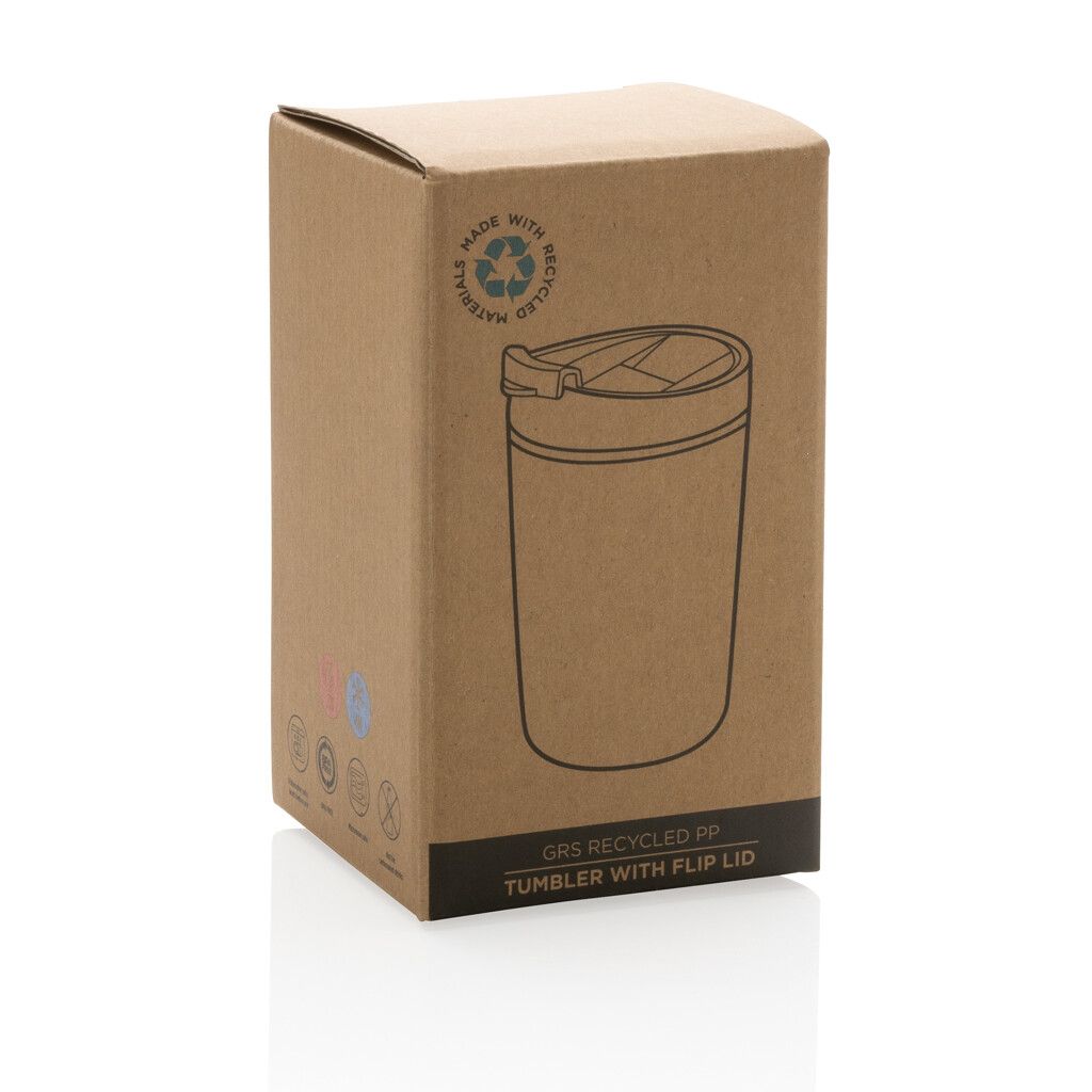 GRS recycelter PP-Becher mit Flip-Deckel - grau-546