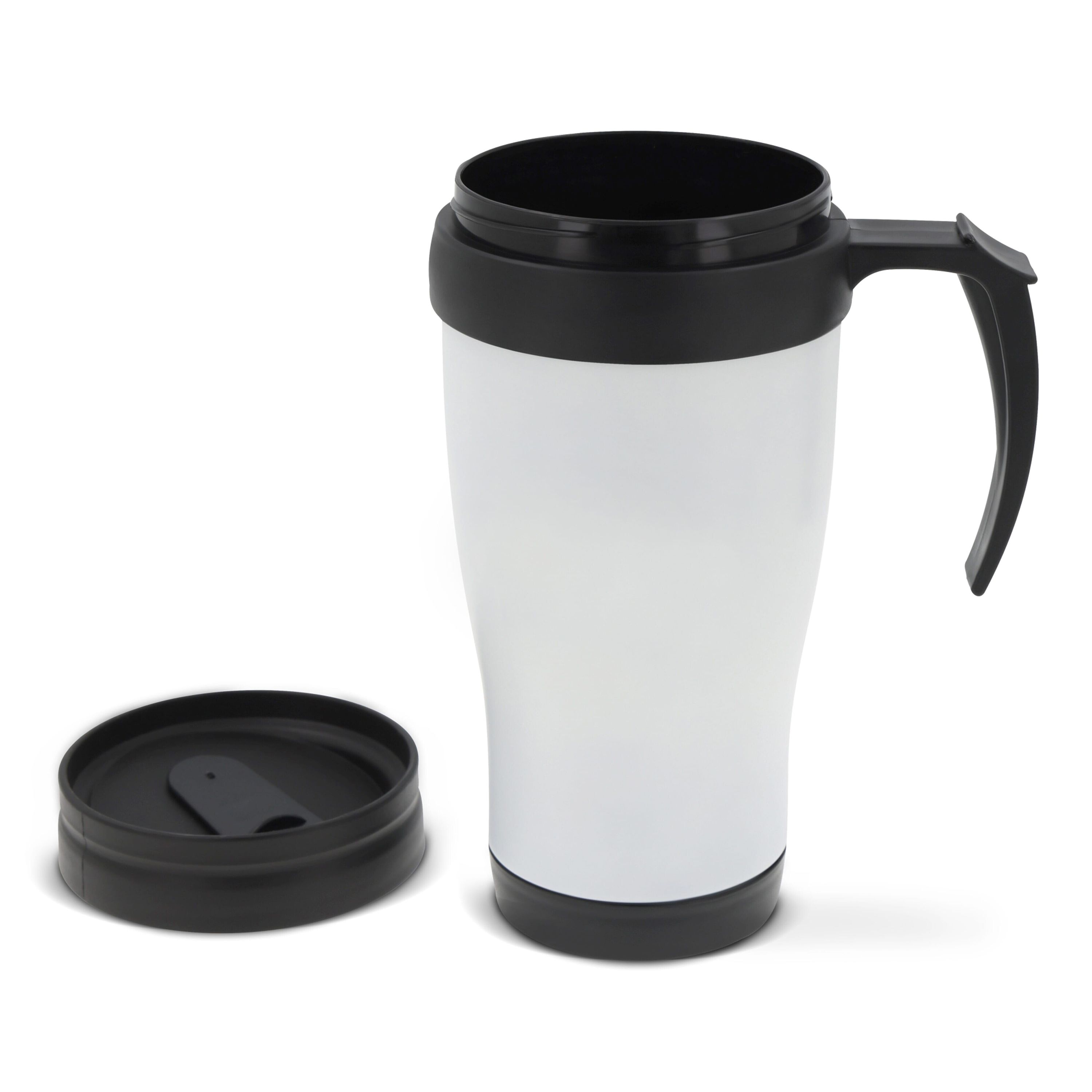 Isolierbecher Metall 350ml - dunkelbraun  -  weiss-141