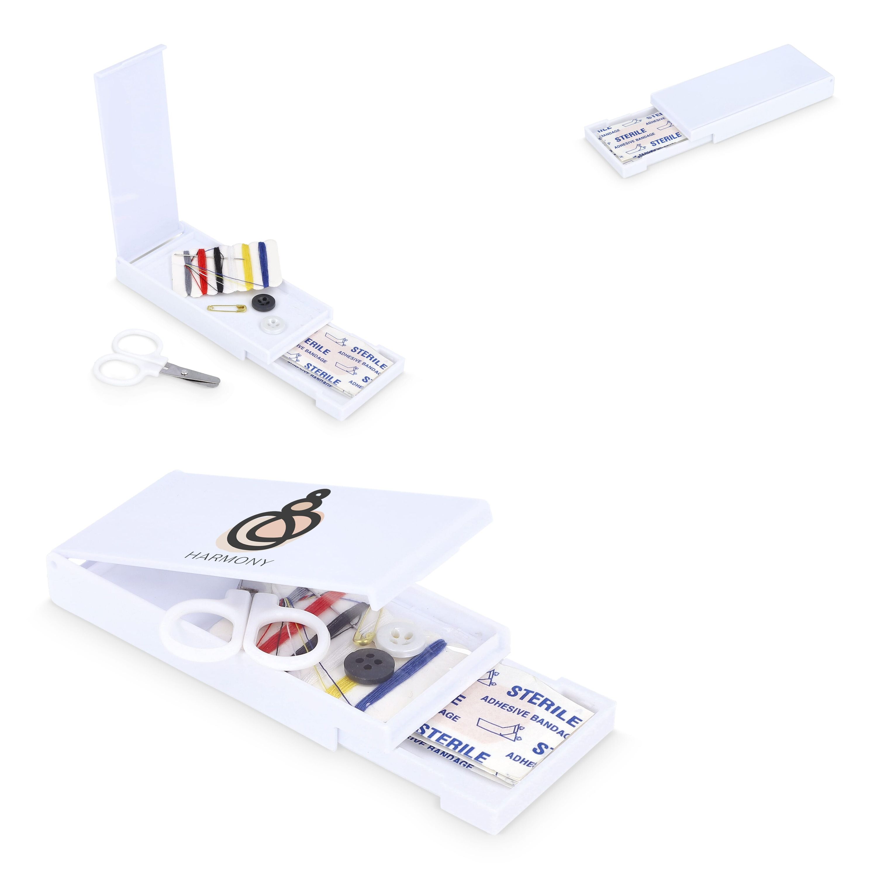 Reise-Näh- und Pflasterset in PP-Box - weiss-952