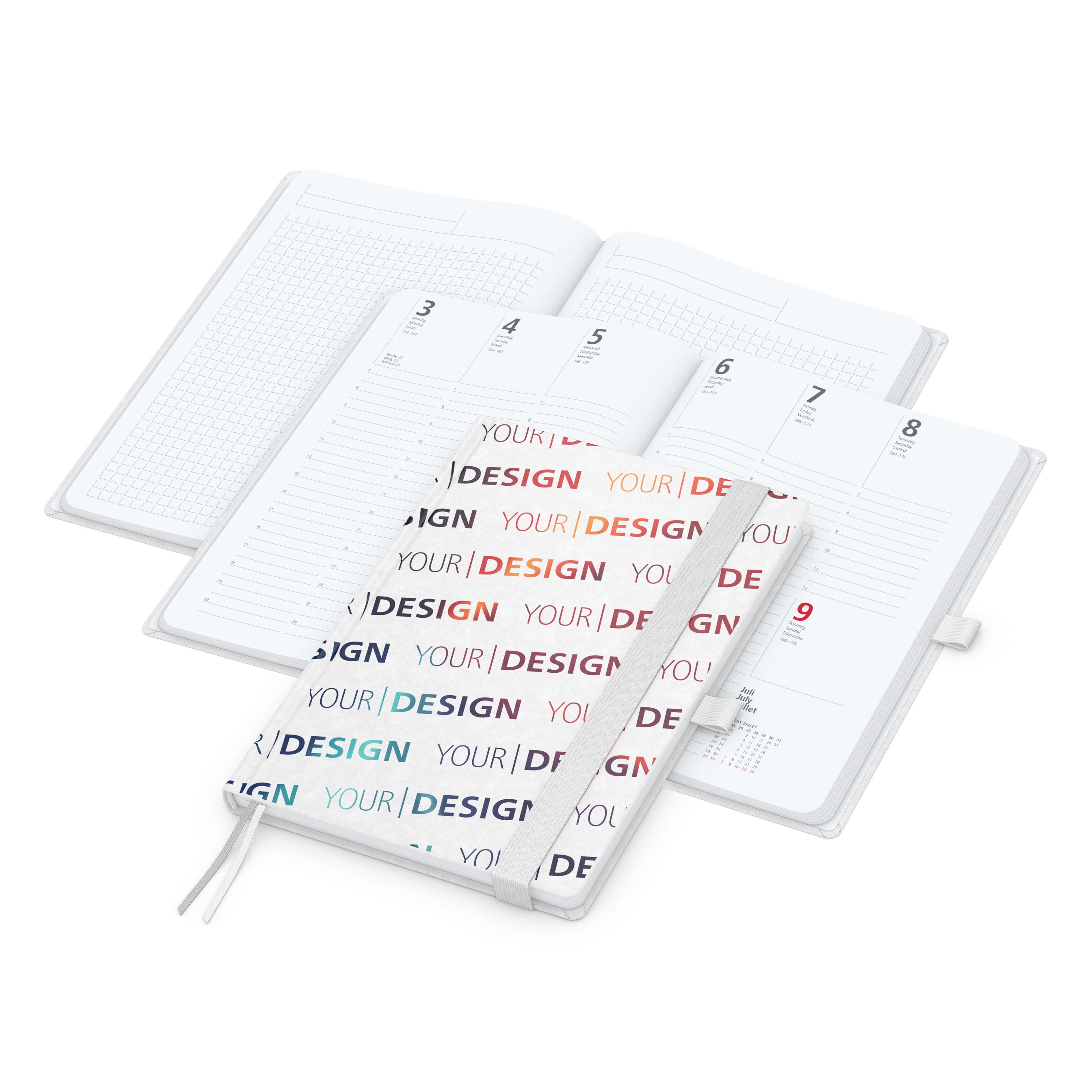 Wochenkalender vorne + Notizen hinten Match-Hybrid, A5, Naturpapier weiß, weiß-698