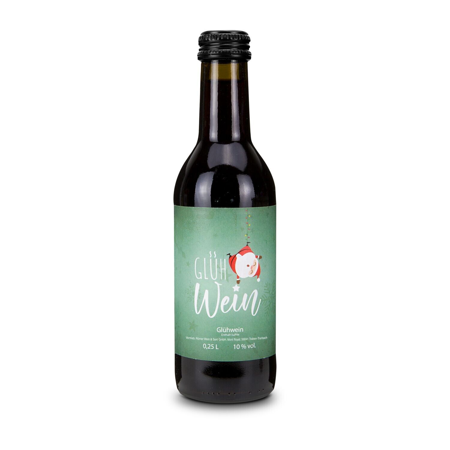 Glühwein - Flasche olivgrün, Schraubverschluss schwarz, 0,25 l-469