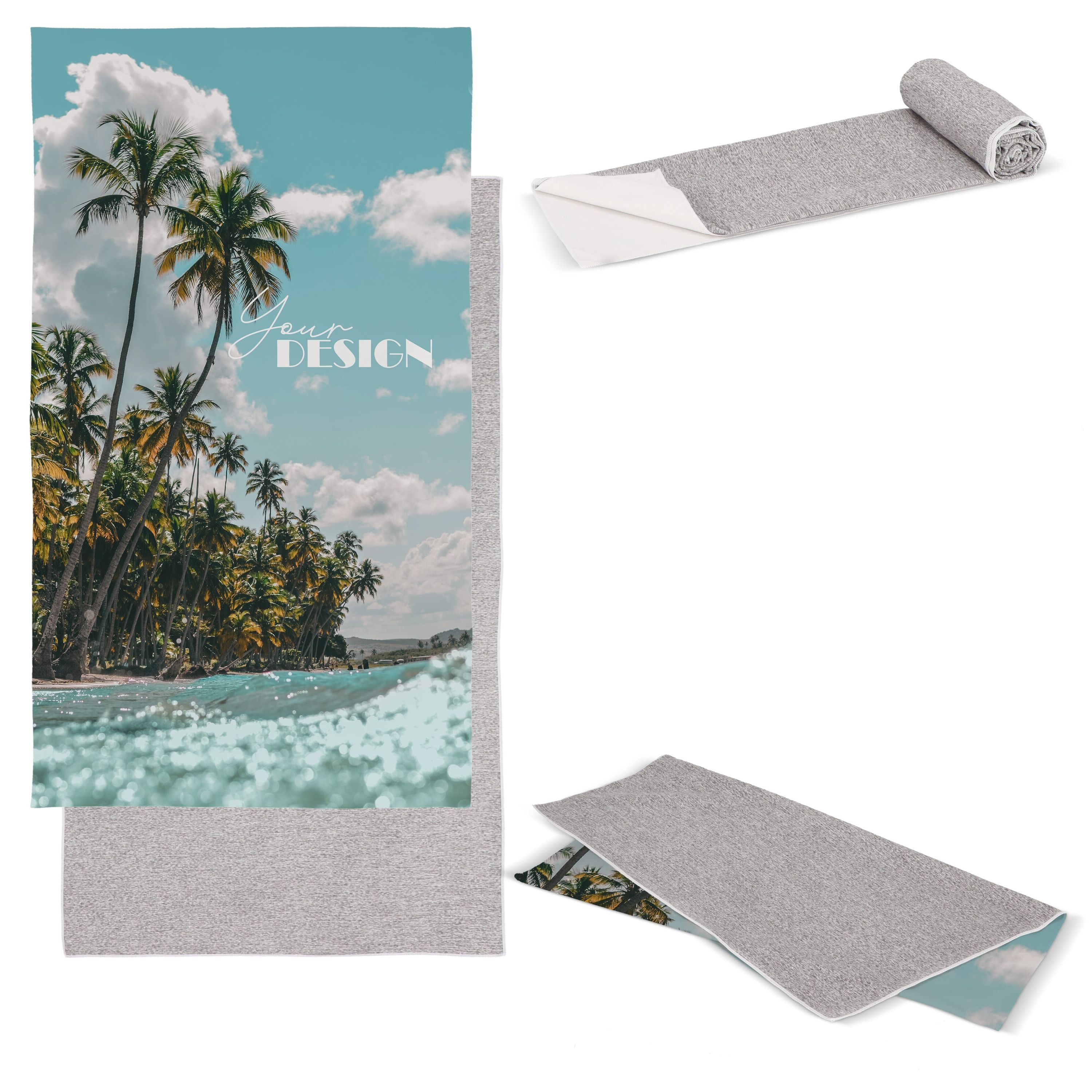 Schnelltrocknendes Handtuch R-PET 100 x 180 cm Sublimation - weiss  -  grau-576