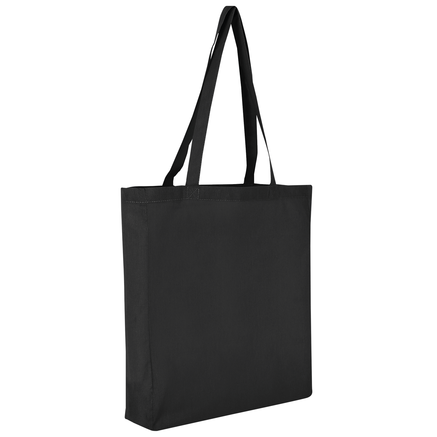 Baumwolltasche - lange Henkel & Boden- und Seitenfalte - schwarz-580