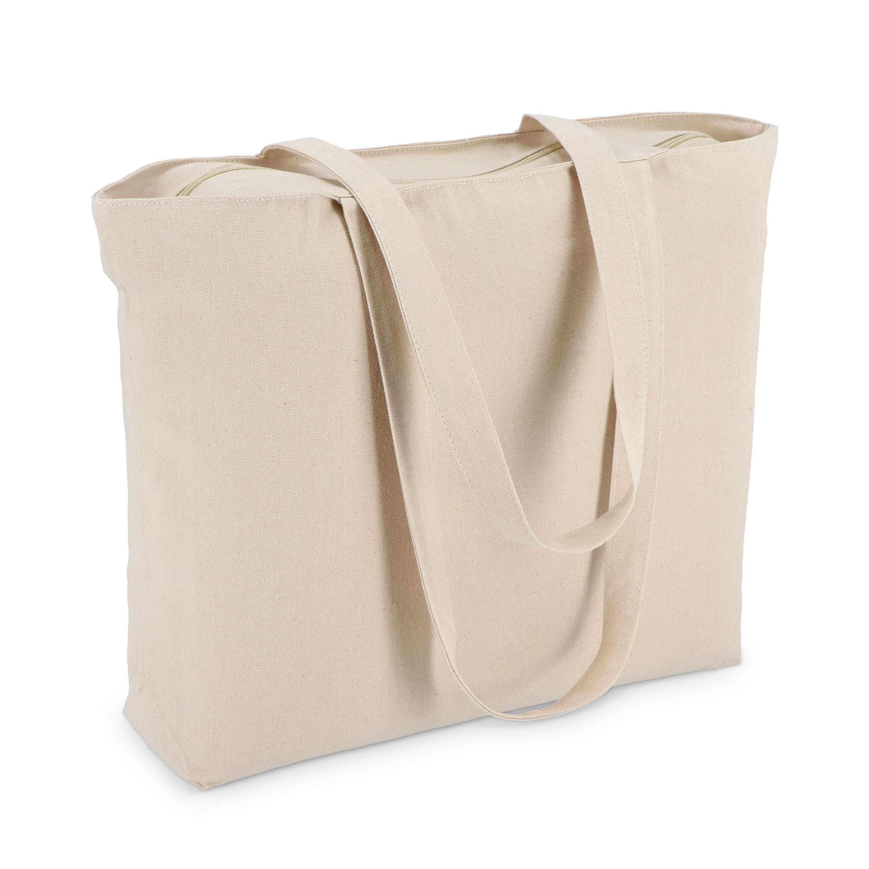 Baumwoll-Tragetasche mit Reißverschluss OEKO-TEX® 47 x 11 x 35cm 320g/m² - natur-557