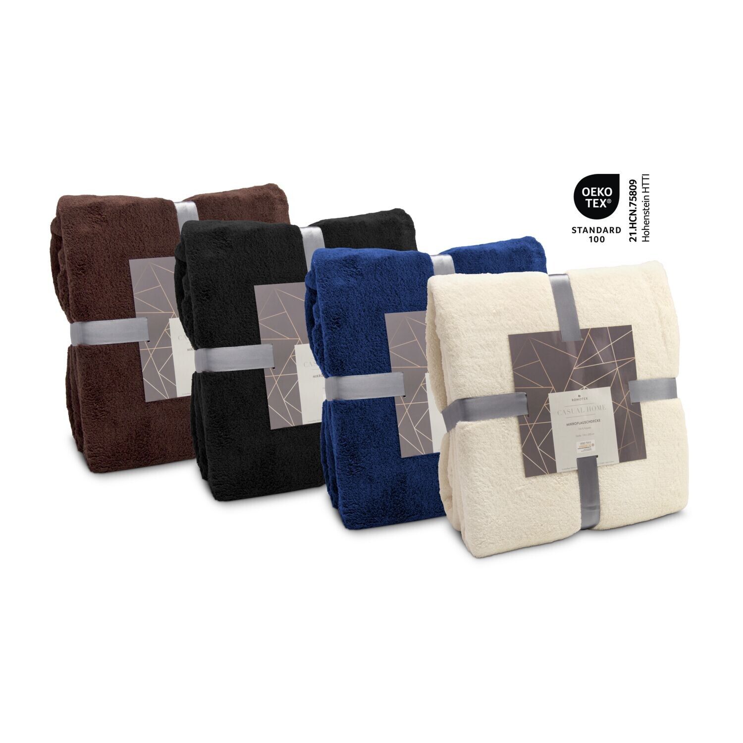 Mikroflauschdecke beige - 150x200 cm - 250 g/m² - navy-101