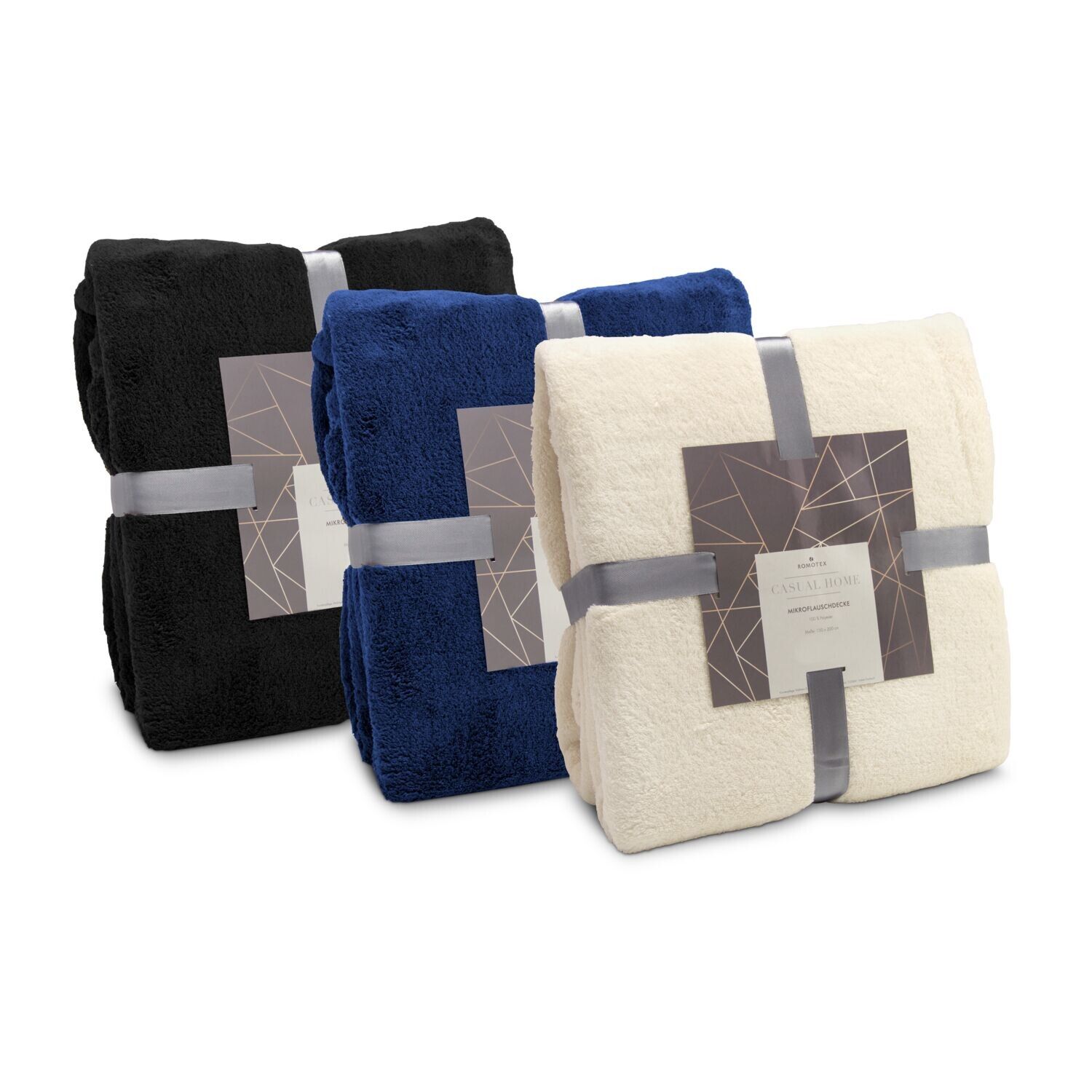 Mikroflauschdecke beige - 150x200 cm - 250 g/m² - navy-101