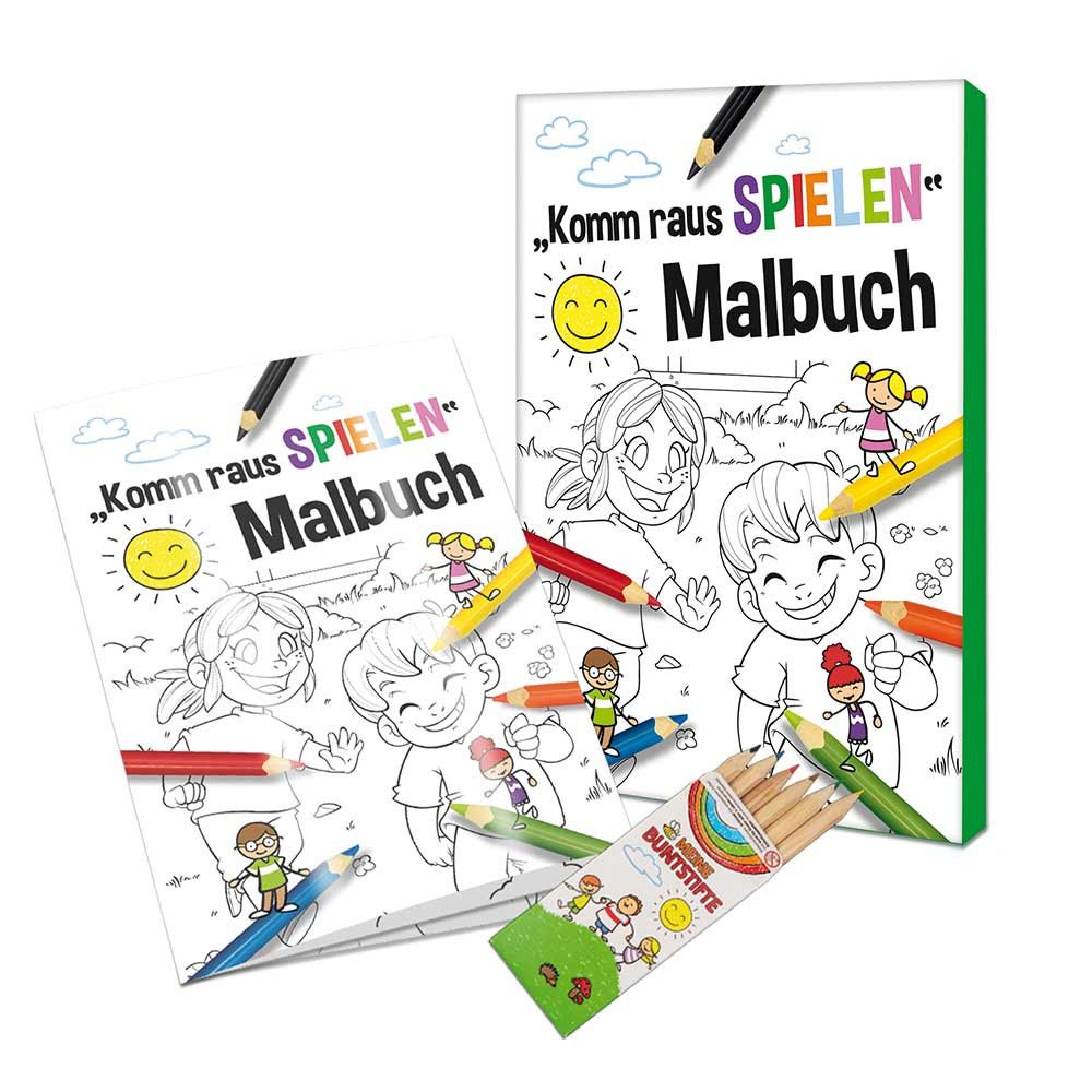 Malbuch / Mal-Set A6 - Komm-raus-spielen - Malset mit 1-c Logoeindruck-854