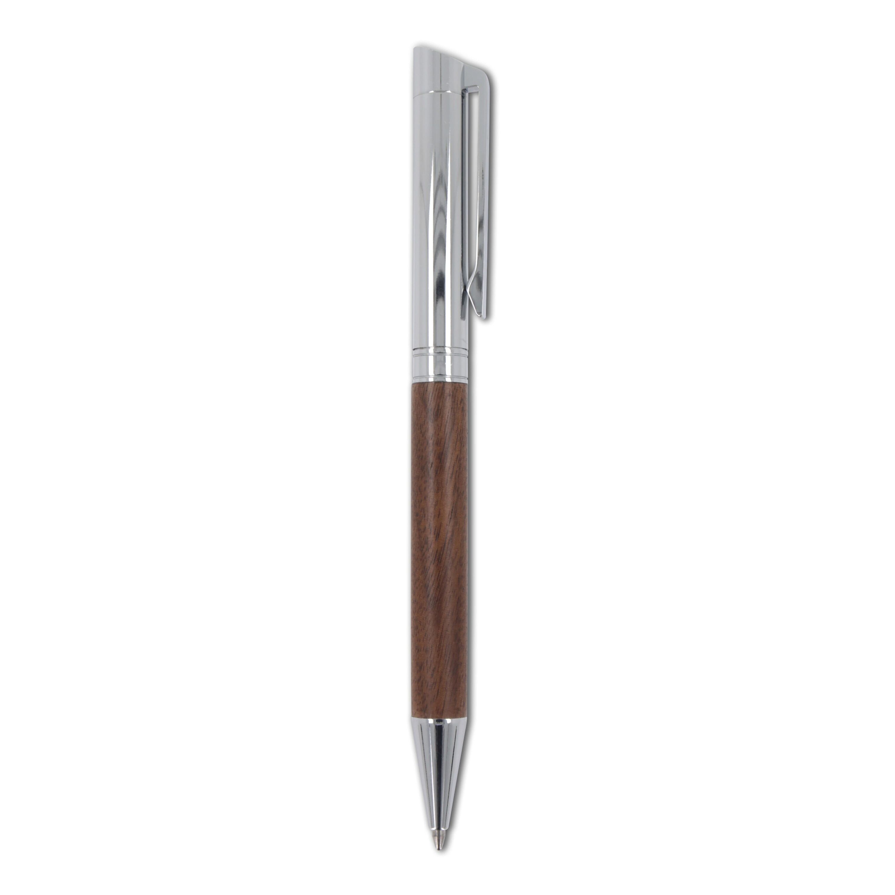 Set Kugelschreiber und Rollerball aus Metall Nussbaumholz in Geschenkbox - holz-828