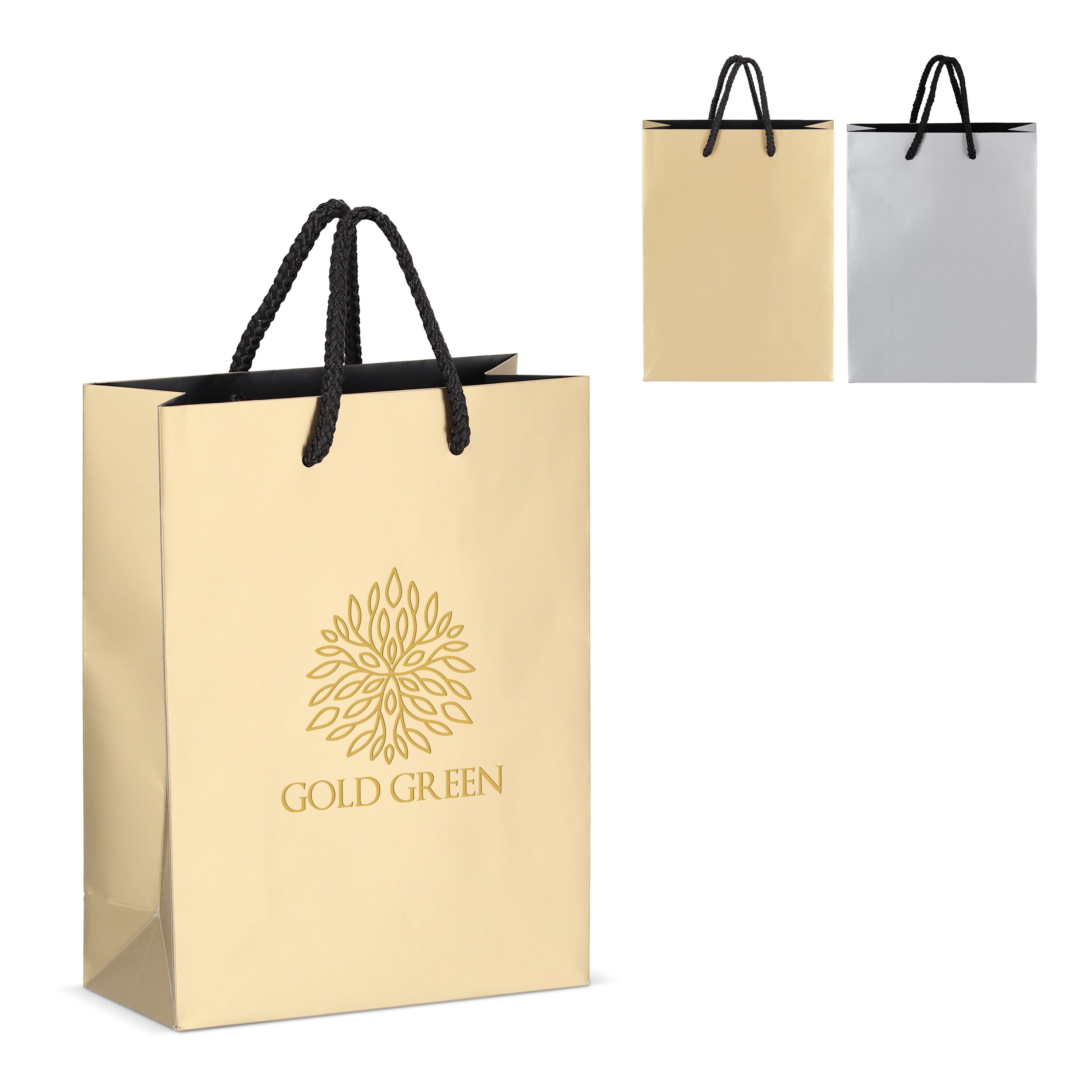 Papier Geschenktasche 18 x 8 x 24cm 200g/m² - gold-585