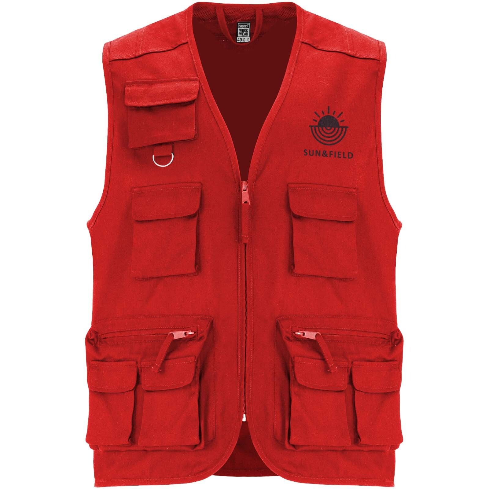Venera Arbeitsweste mit V-Ausschnitt und mehreren Taschen, 200 g/m2  - rot-752