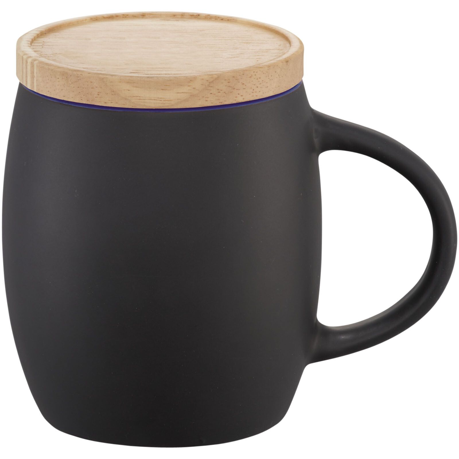 Hearth 400 ml Keramiktasse mit Holz Untersetzer - schwarz -  blau-189