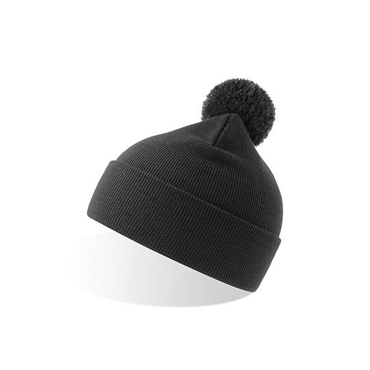 Wind-S Beanie with Pompom - dark grey-559