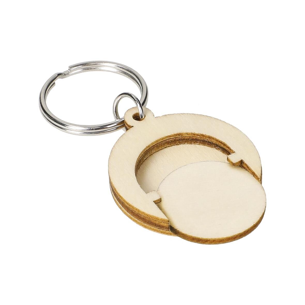 Holzchip-Schlüsselanhänger Round - natur-209