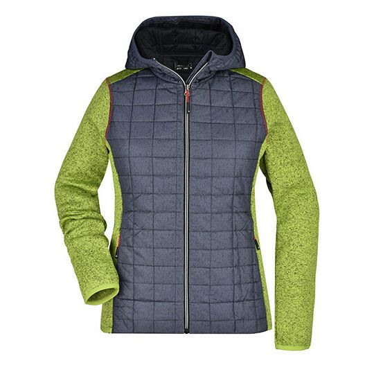 Ladies´ Knitted Hybrid Jacket - kiwi melange - anthracite melange-672