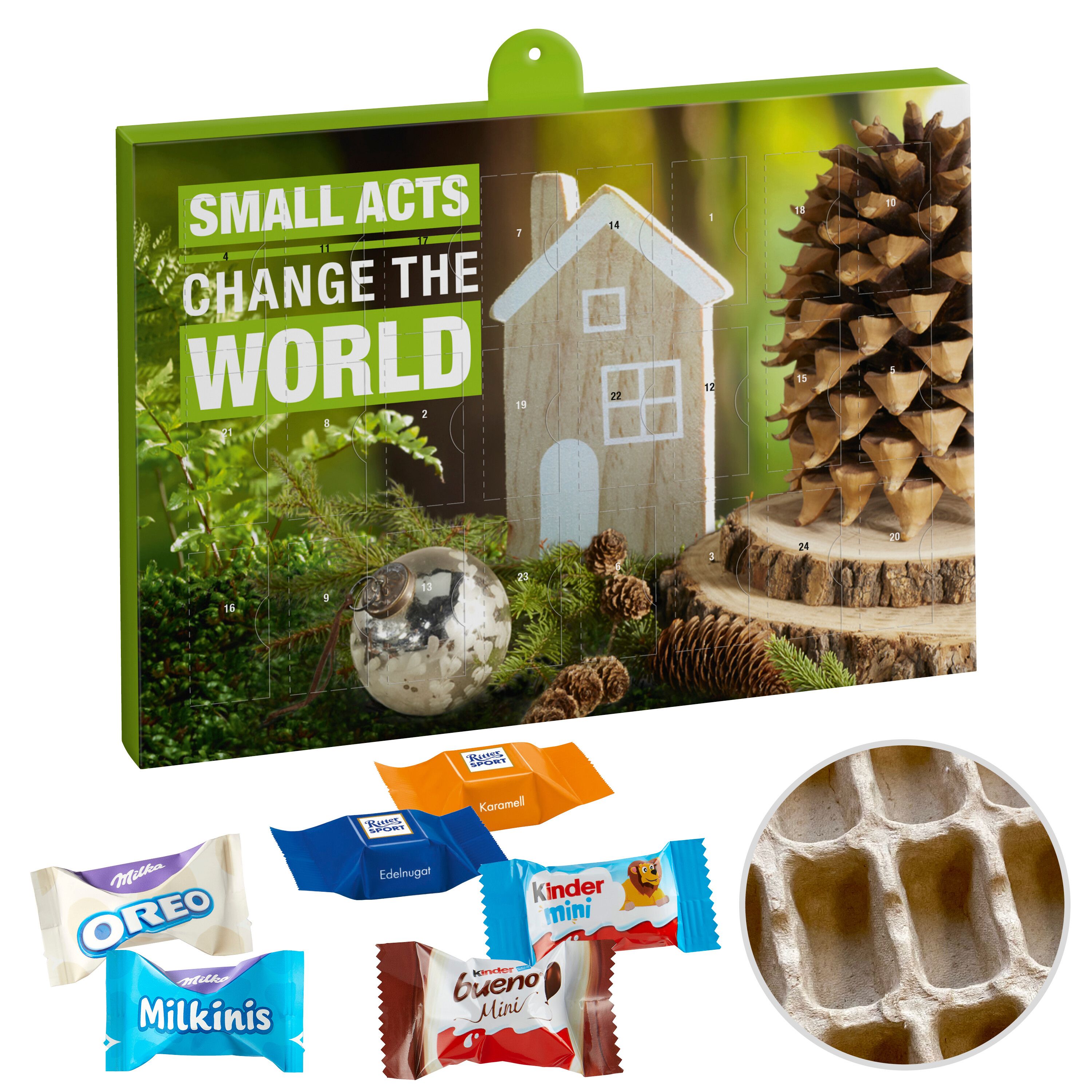 Premium Marken-Adventskalender PAPIER mit Ritter Sport & Milka Favourites Mix & Kinder Schokolade & Kinder Bueno Mix-238