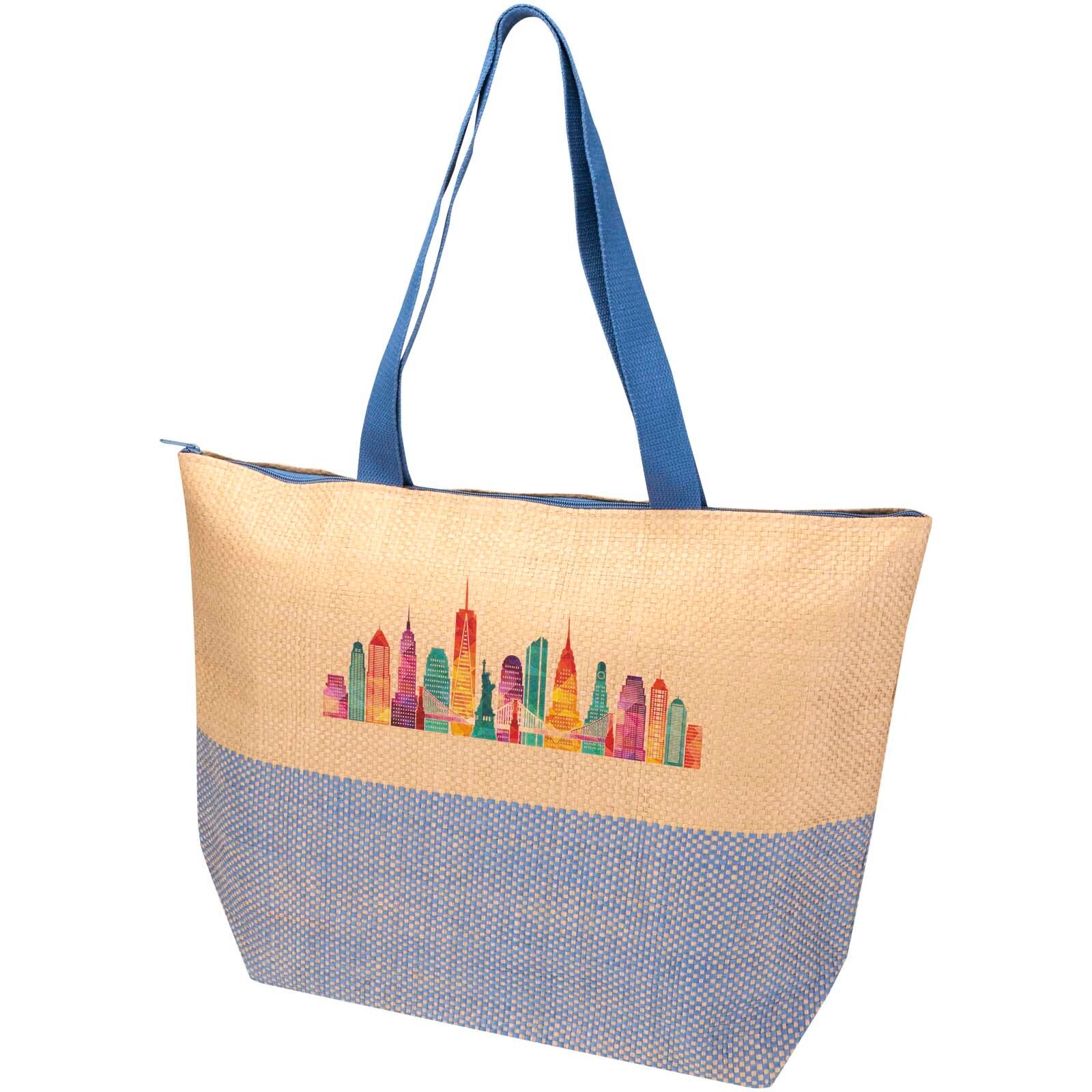 Rhythm große Strohpapier Tragetasche mit Reißverschluss, 21 l - ozeanblau-900