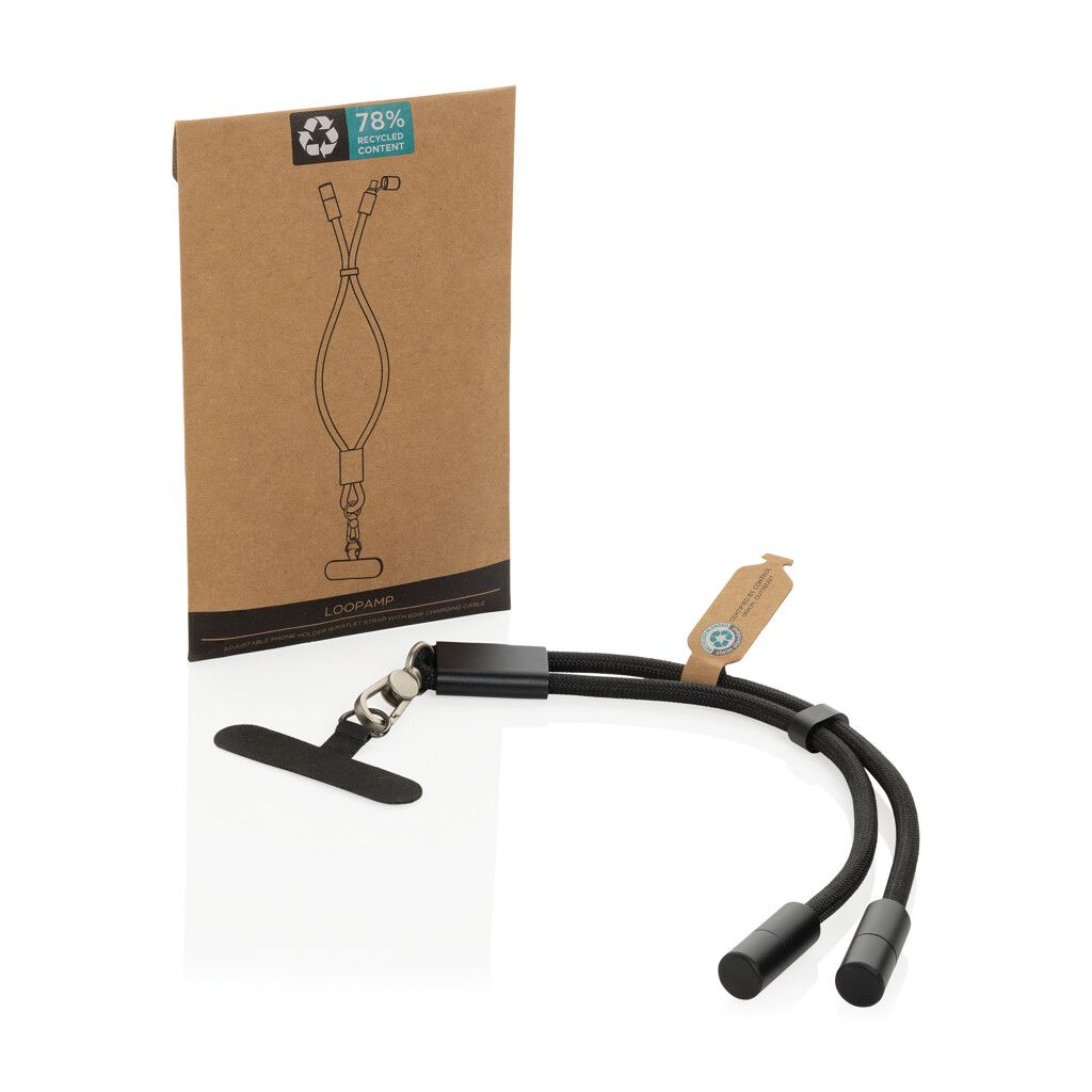 LoopAmp 60W Handgelenksband für Smartphones aus RCS rPET - schwarz-86