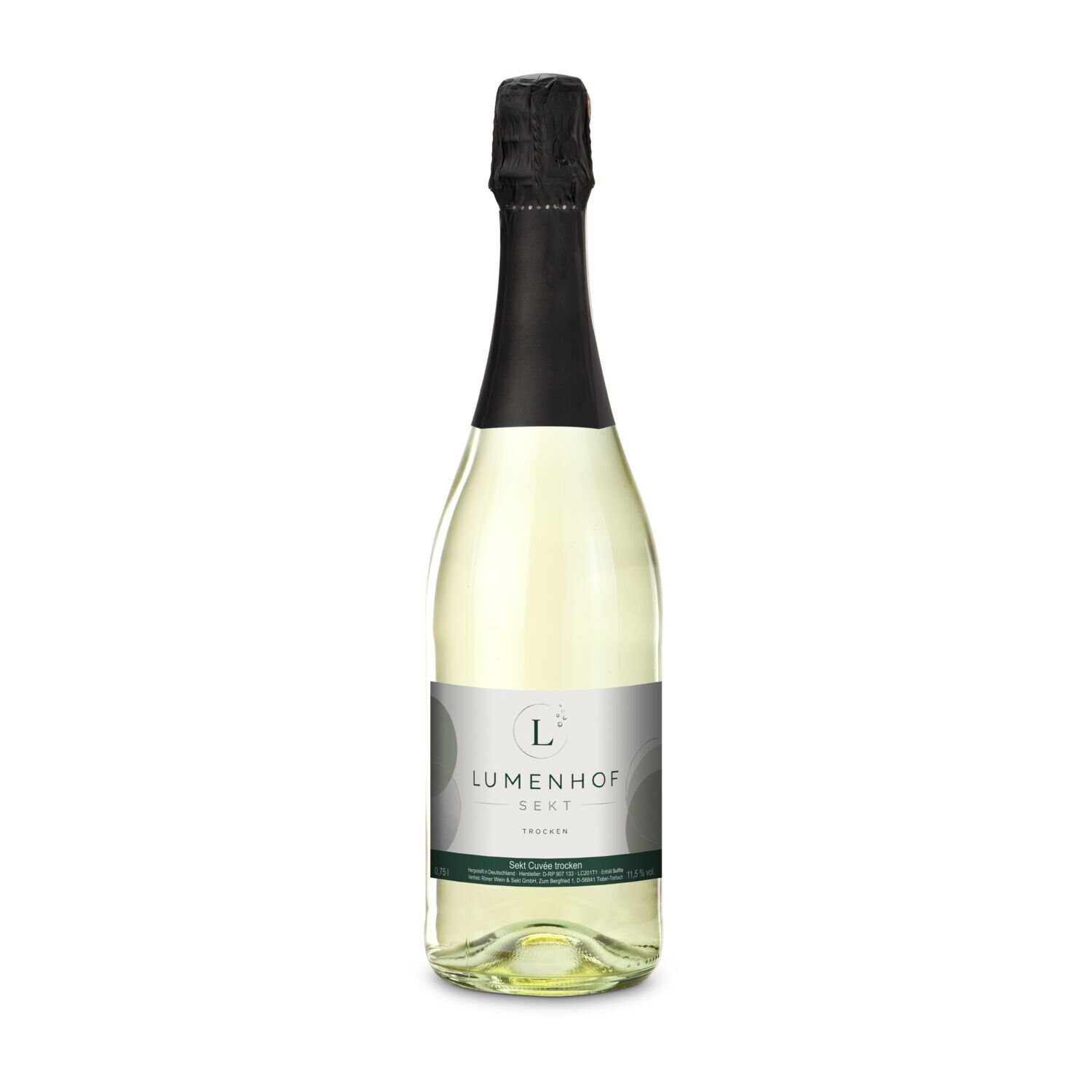 Sekt Cuvée - Flasche klar, 0,75 l - Kapselfarbe Schwarz-751