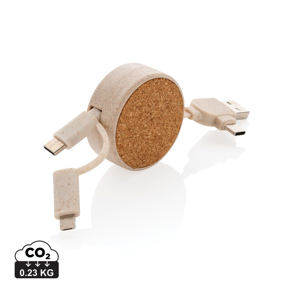 Kork und Weizen 6-in-1 Ladekabel - khaki-911