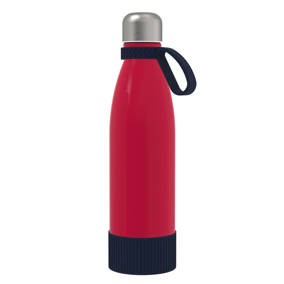 Trinkflasche myTOULON mit Ring und Hülle - rot - navy blue - navy blue-843
