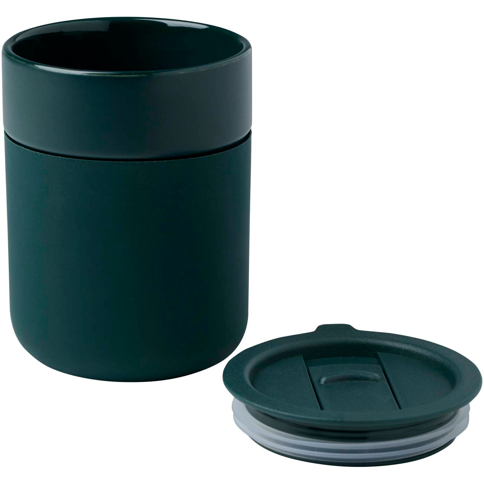 Java 330 ml Keramikbecher mit Silikonhülle und Kunststoffdeckel - grün-471