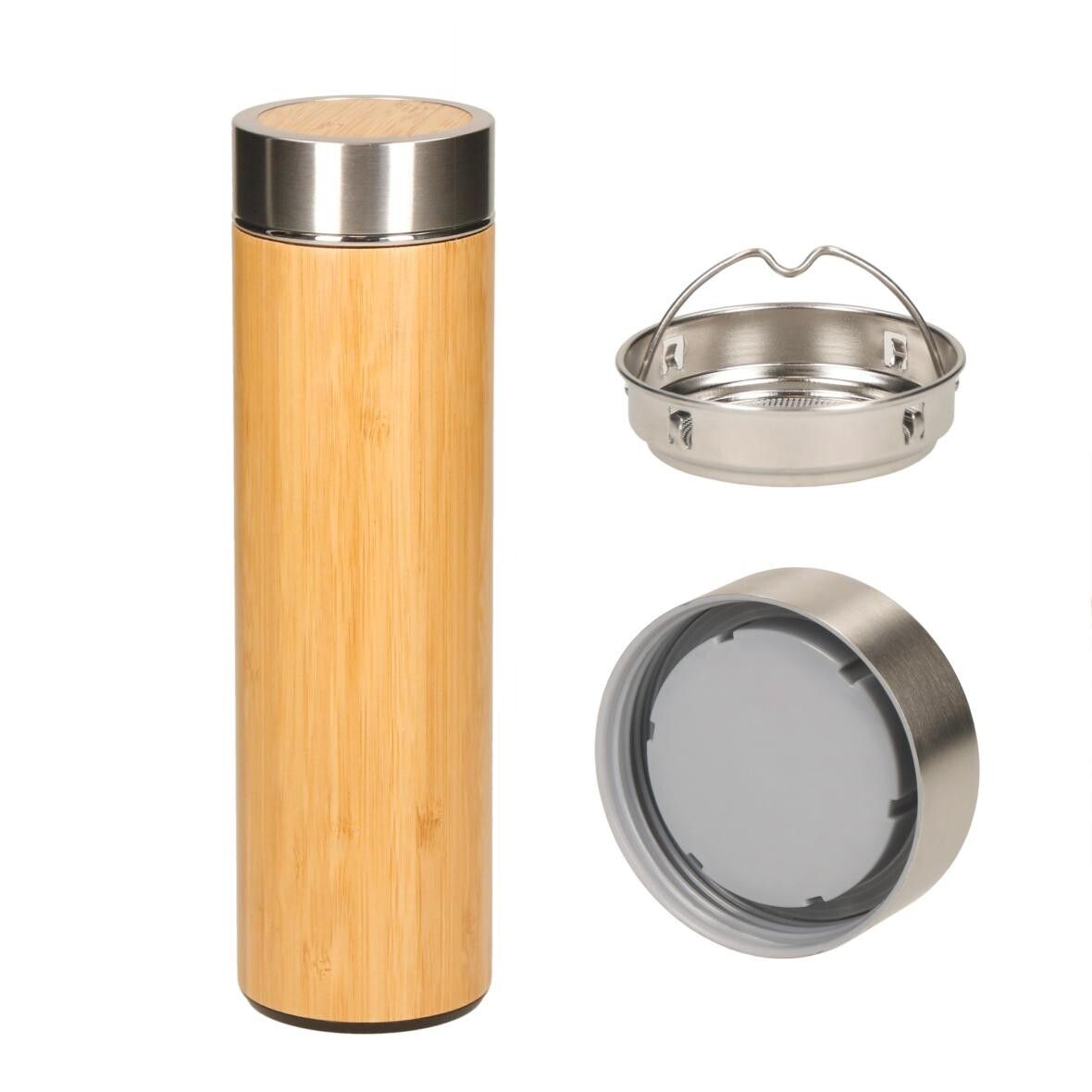 Vakuum Flasche Bambus, large - braun-516