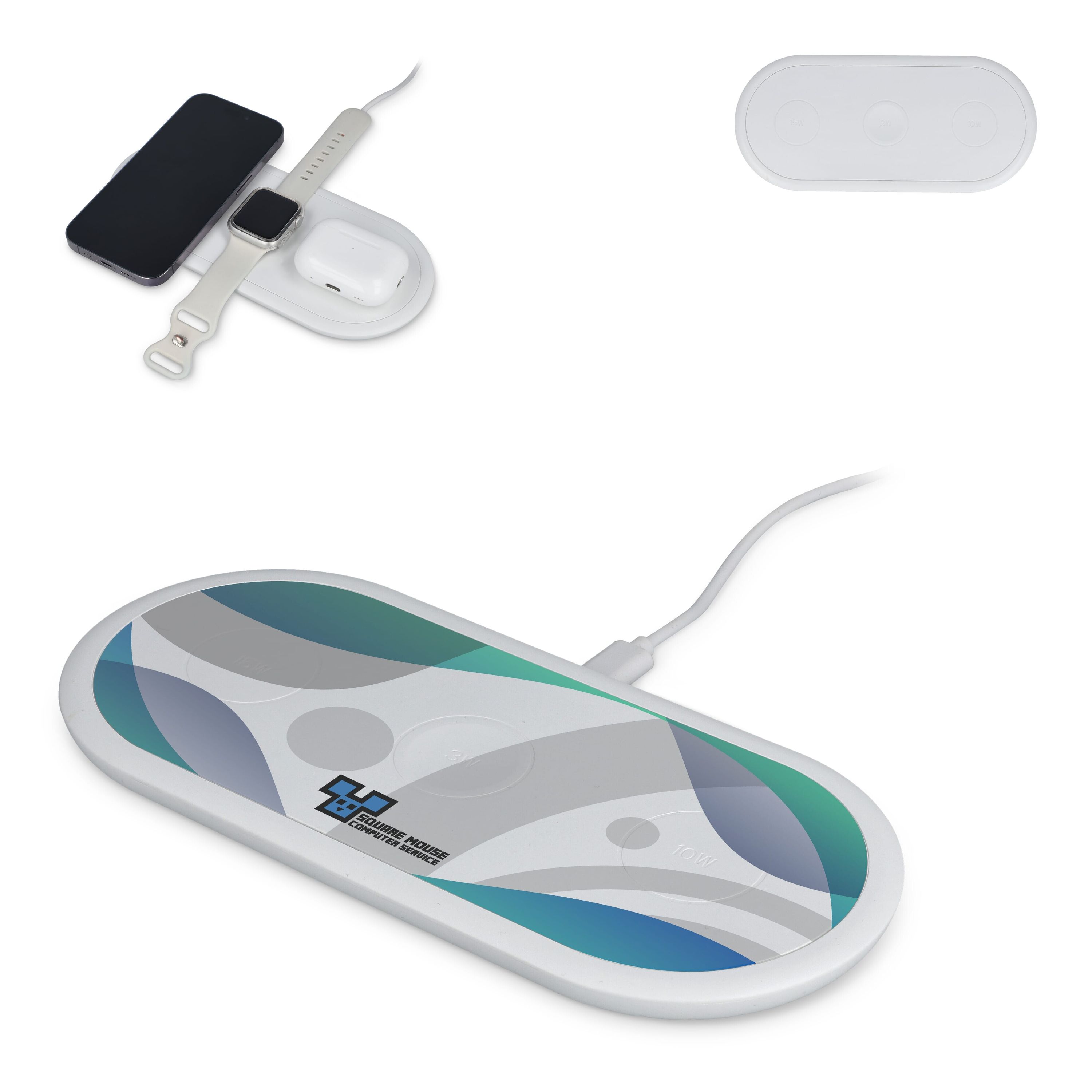 3-in-1 15 W Drahtloses Ladegerät für Handys, Apple Watch und AirPods. - weiss-373
