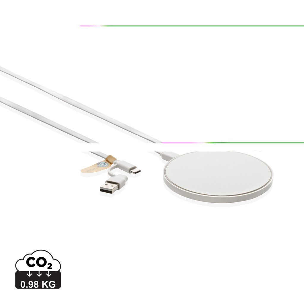 10W Wireless Charger aus RCS Standard recyceltem Kunststoff - weiß-918