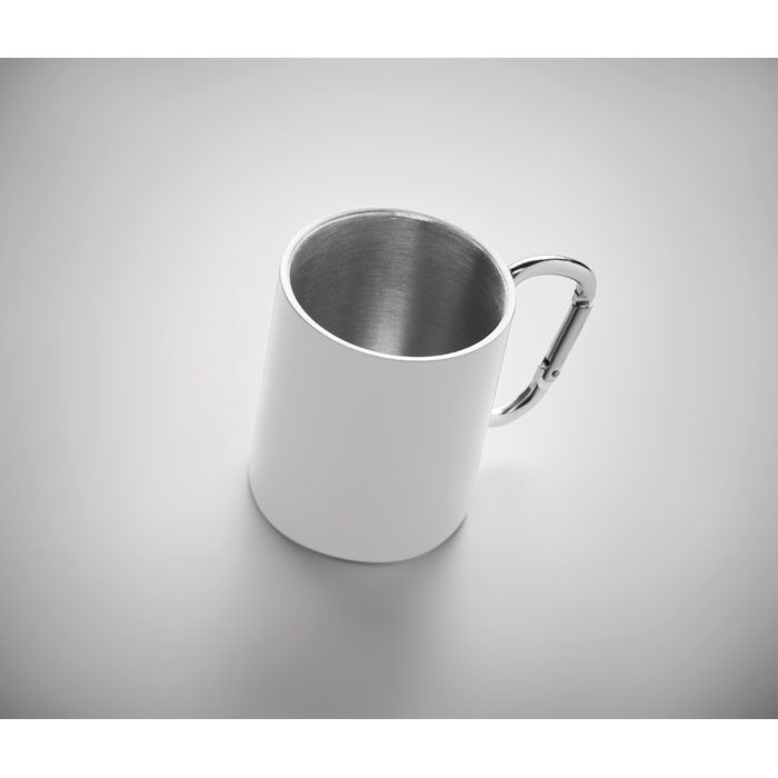 Trinkbecher mit Karabiner 300 ml AROM - weiß-130
