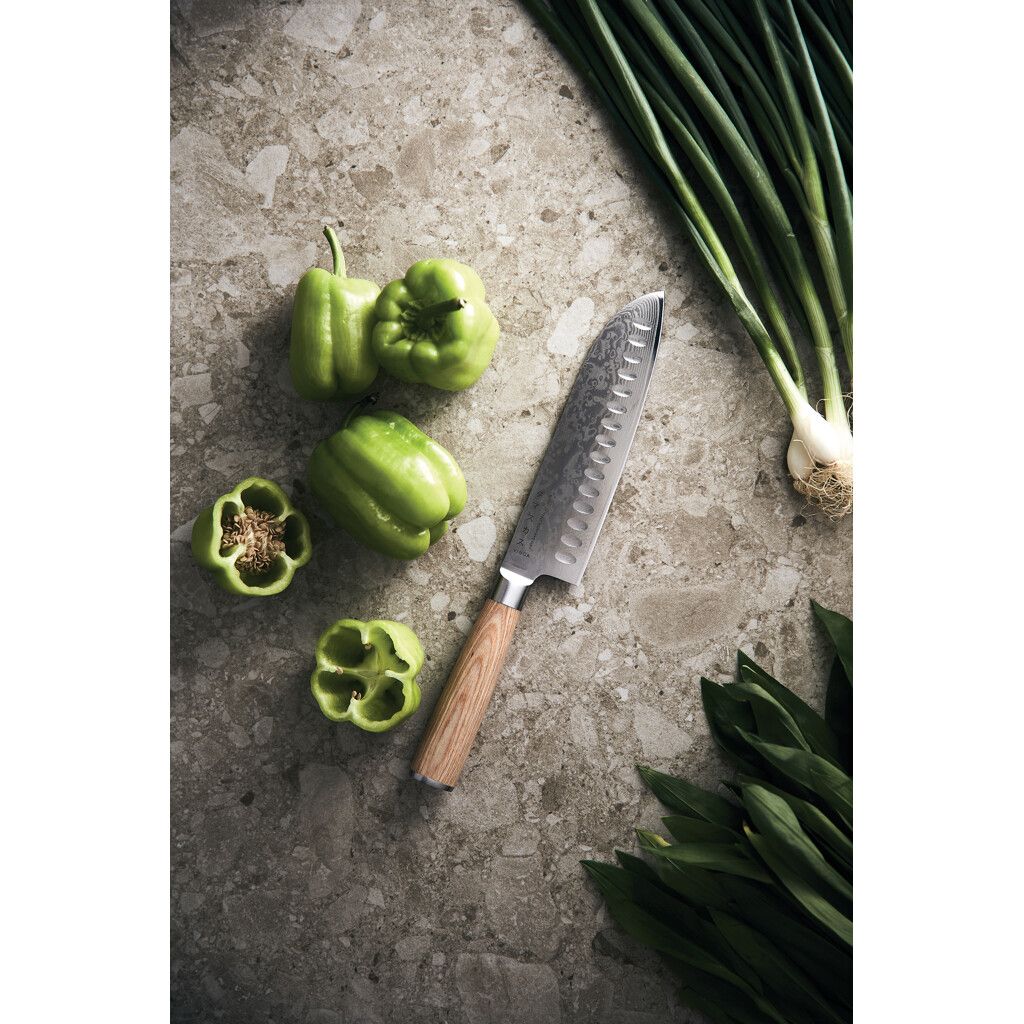 VINGA Hattasan Damascus Santoku Messer - stahl-975