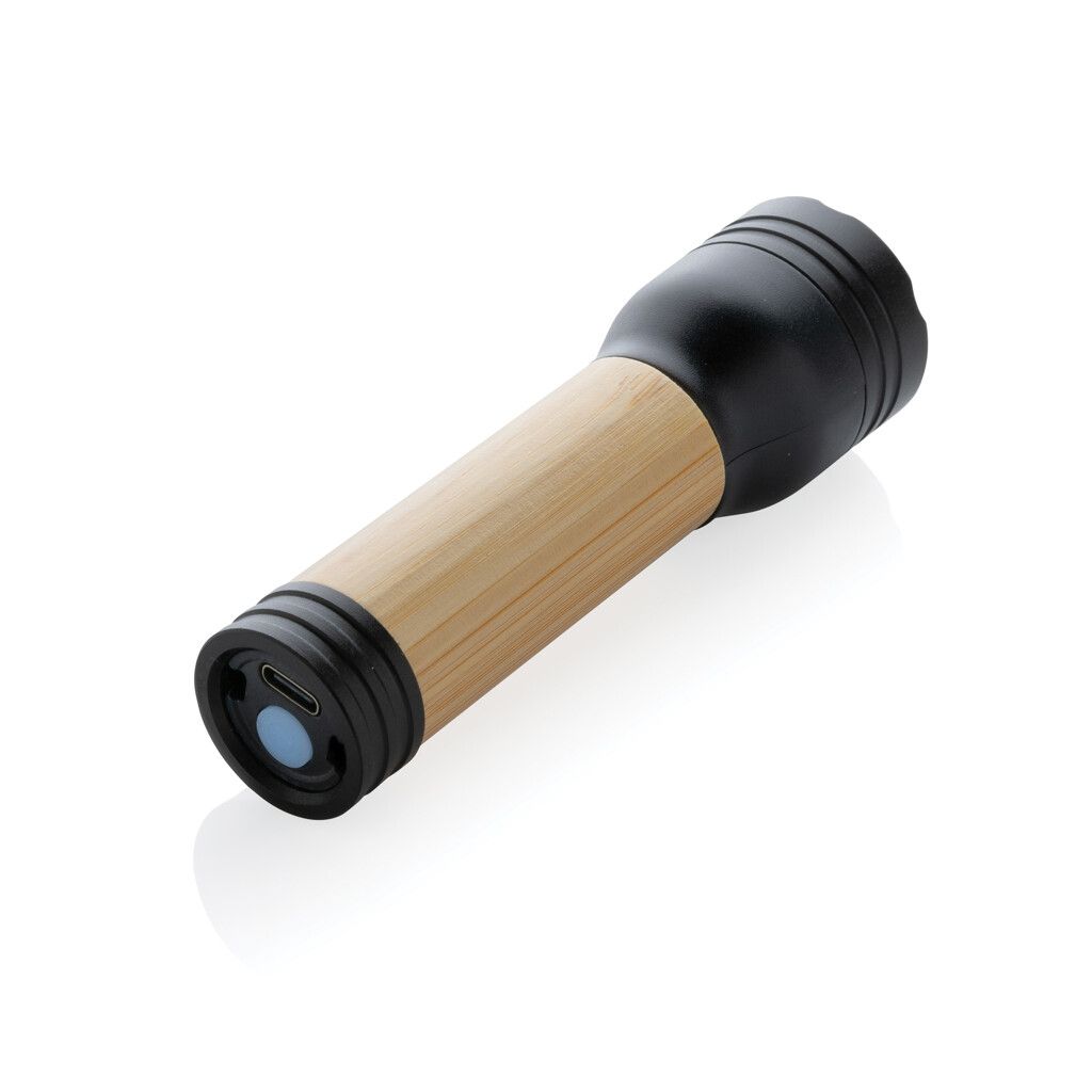 Lucid 1W Taschenlampe aus RCS recycelt. Kunststoff & Bambus - schwarz-885