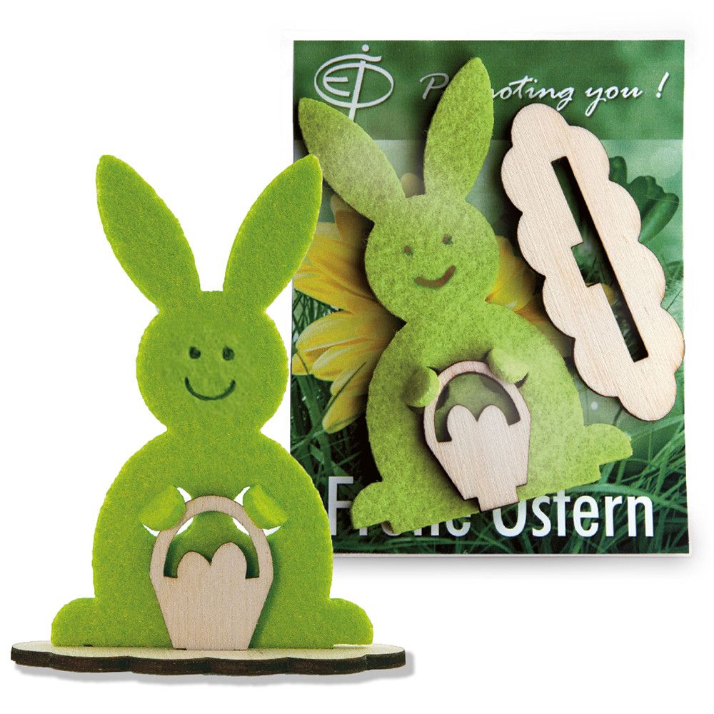 Steckfigur Hase in Werbekarte - Hase mit Lasergravur-394