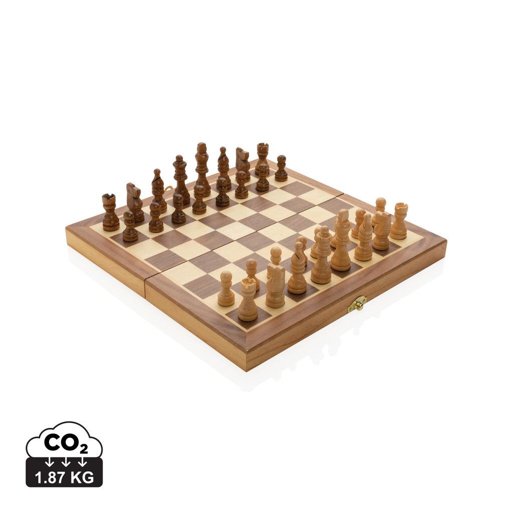Faltbares Schachspiel aus Holz - braun-102