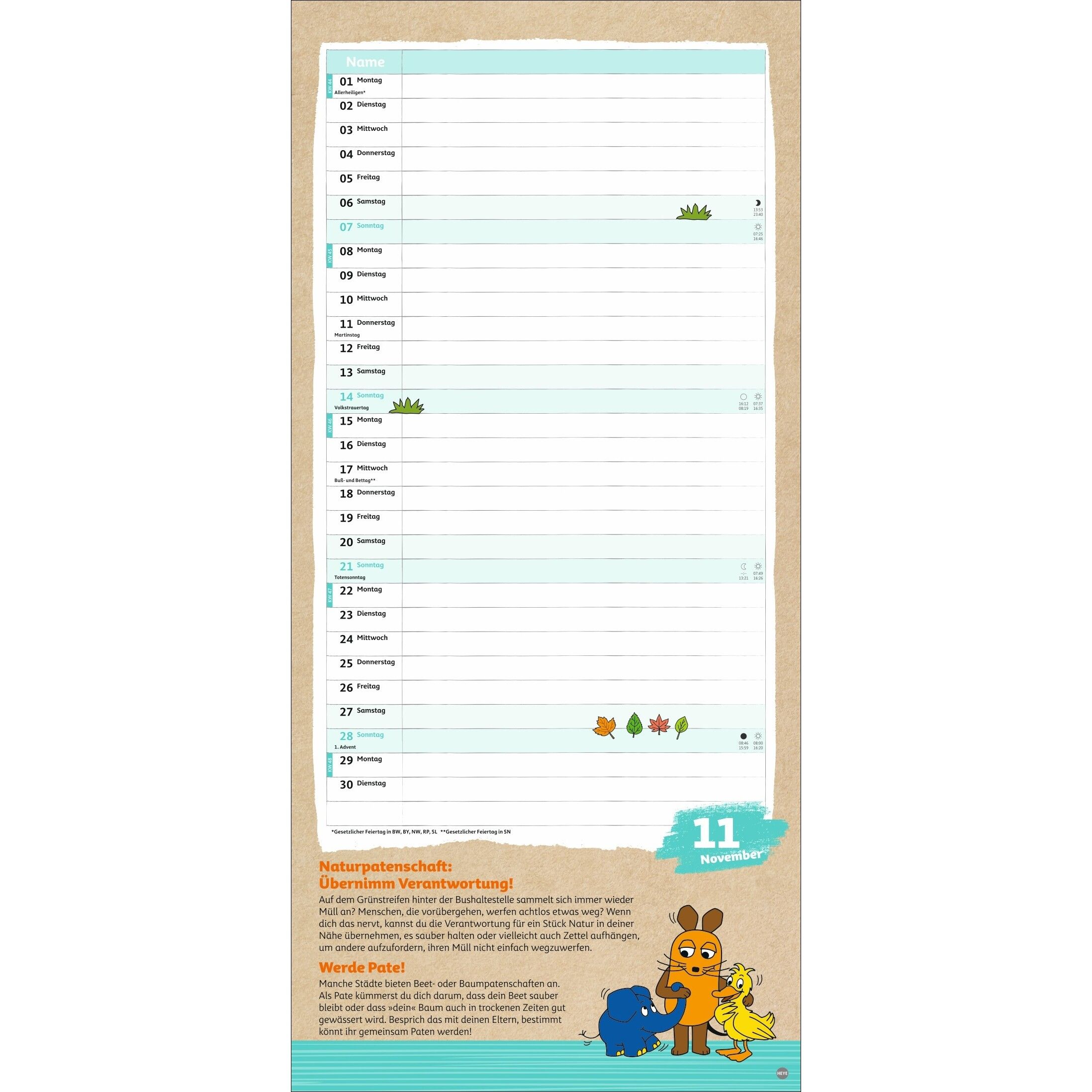 Nachhaltig Planen mit der Maus - Kinder Kalender-145