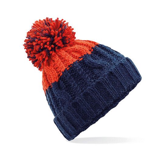 Apres Beanie - oxford navy - fire red-192