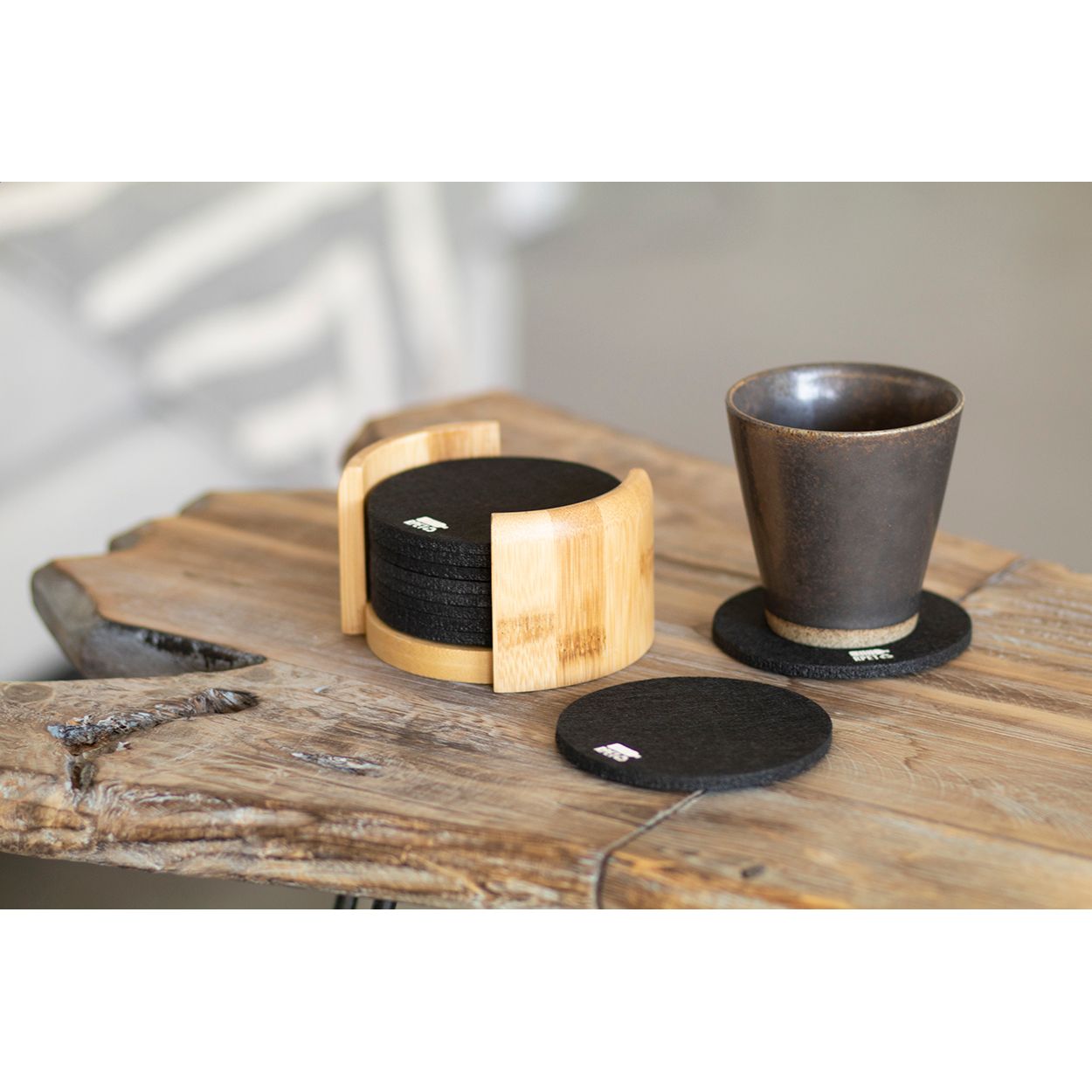 RPET Untersetzer-Set Chiang - schwarz - natur-969