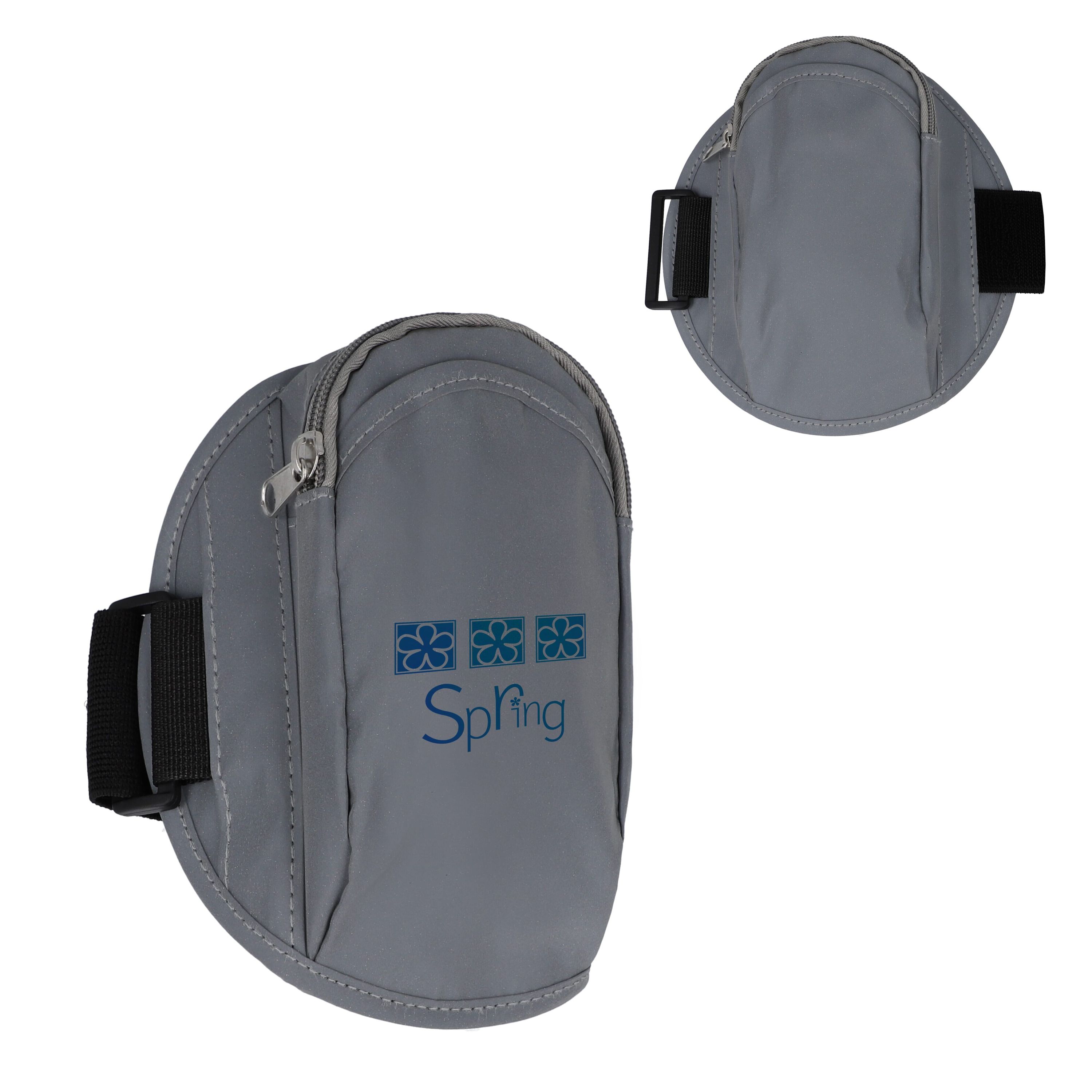Reflektierendes Sportarmband mit Tasche - grau-366