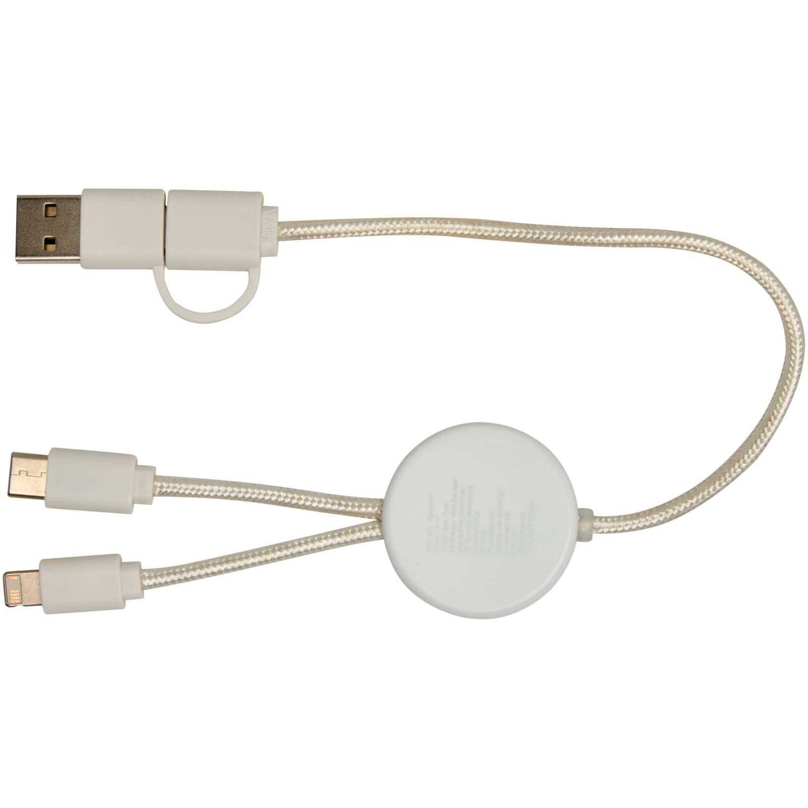 Chechia 30 cm 5-in-1 Kabel aus recyceltem Kunststoff für Datenübertragung und 27W Schnellladung mit Bambusdetails - weiss-553