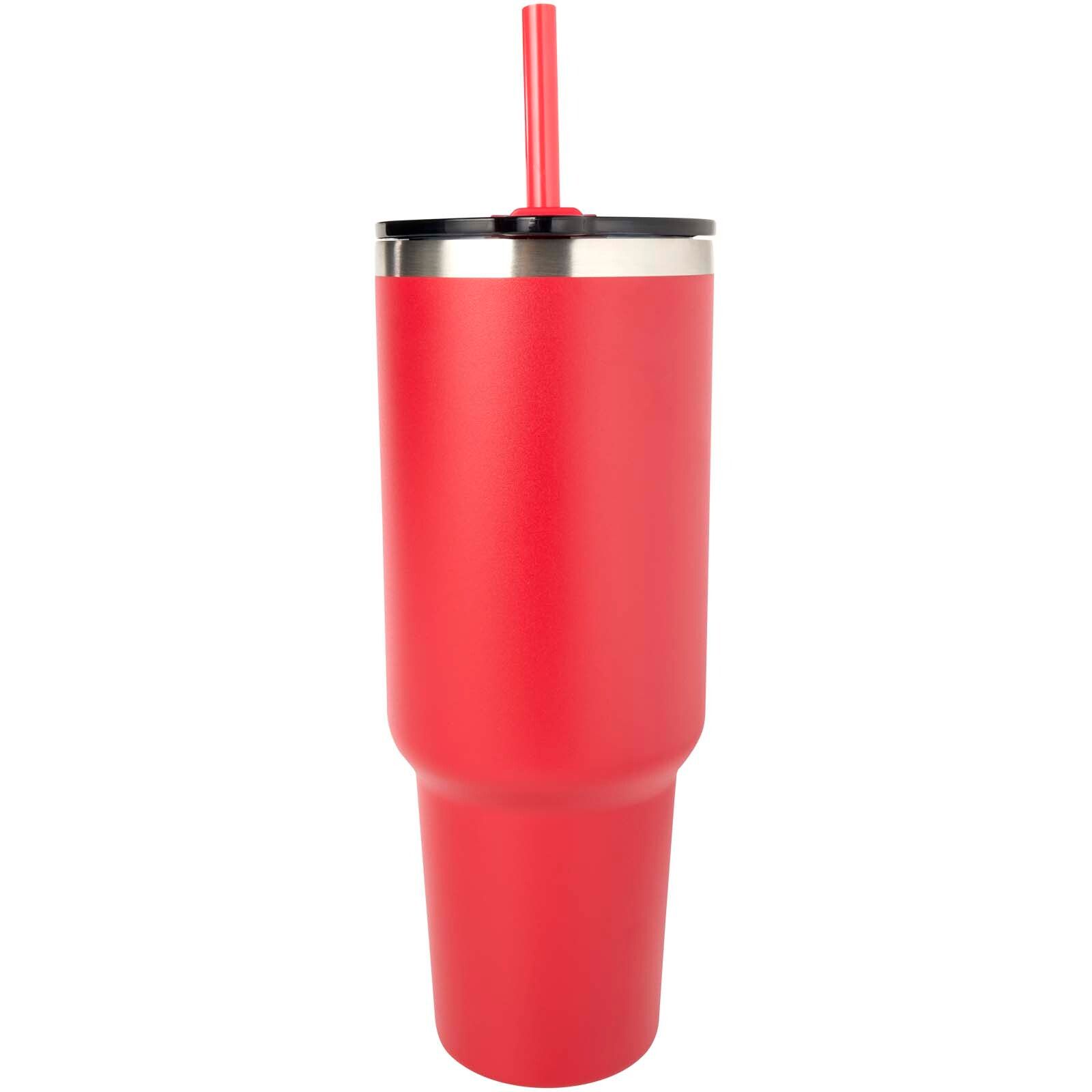 Sydney 1200 ml doppelwandiger RCS-zertifizierter Kupfer-Vakuum Isolierbecher mit Strohhalm - rot-866