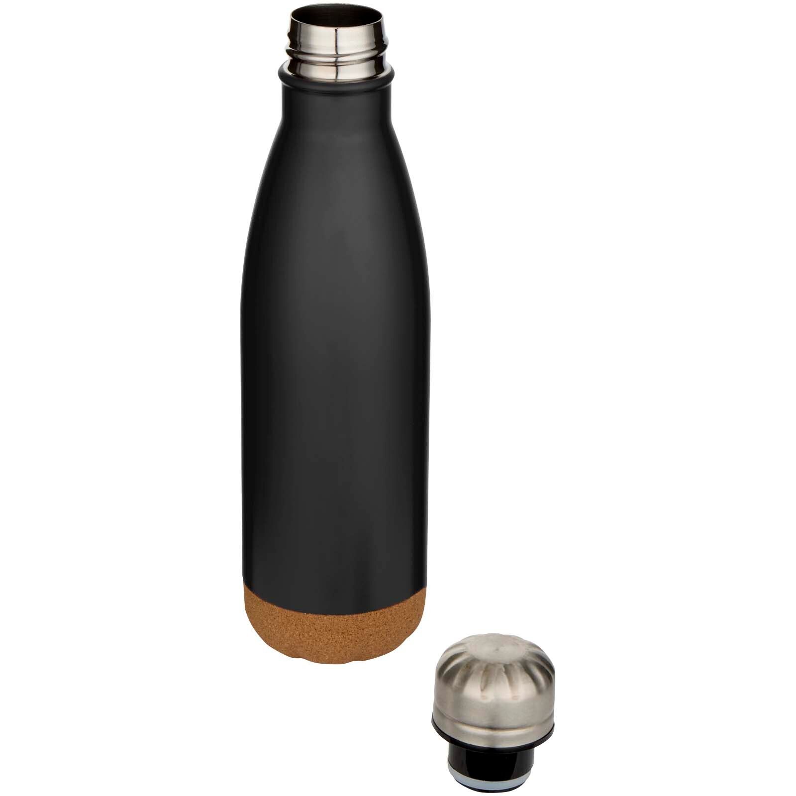 Cove 500 ml doppelwandige, vakuumisolierte Trinkflasche aus Edelstahl mit Korkdetails - schwarz-870