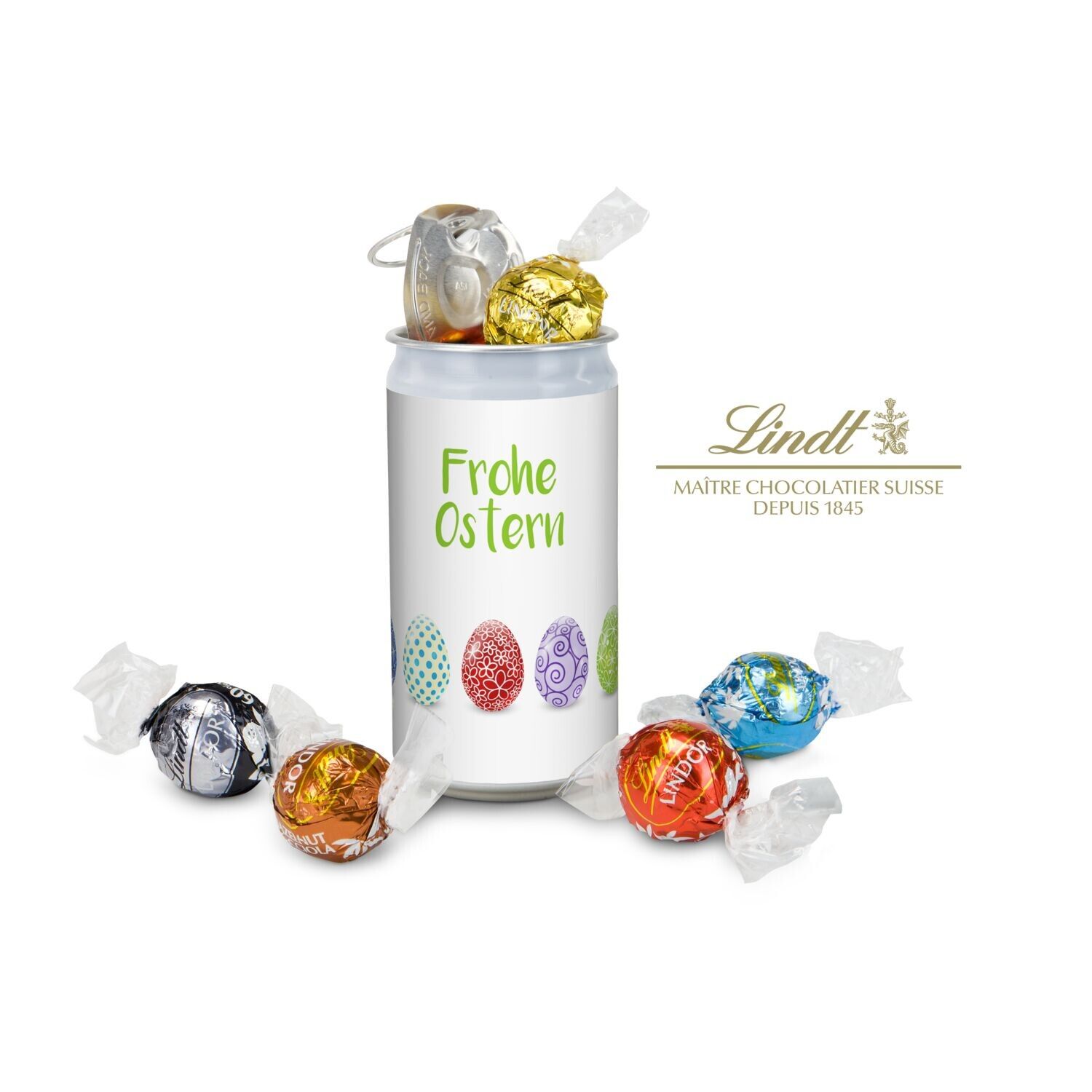 Lindt-Geheimnis Ostern "Das Nest in der Dose" - Etikett Frohe Ostern - EierReihe-356