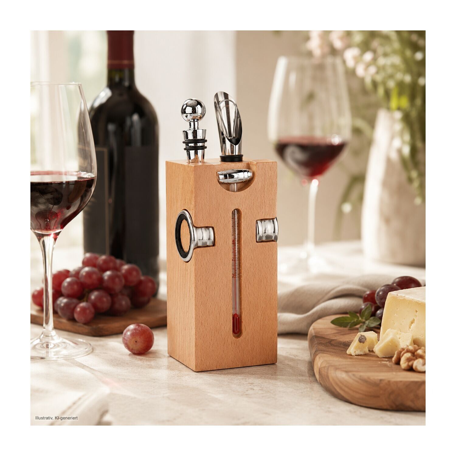 Geschenkset Buche-Block mit Wein-637