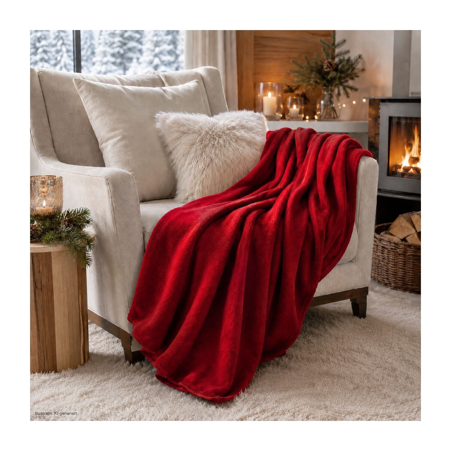 Fleecedecke Basic - 120x150 cm - 180 g/m² - rot-977