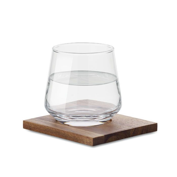 Glas mit Untersetzer DRINKS - transparent-455