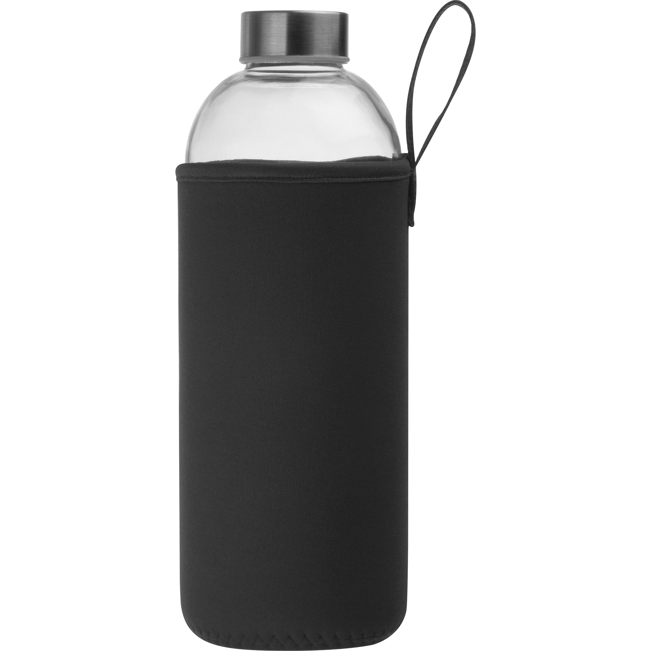 Trinkflasche aus Glas mit Neoprenüberzug, 1.000ml - schwarz-970