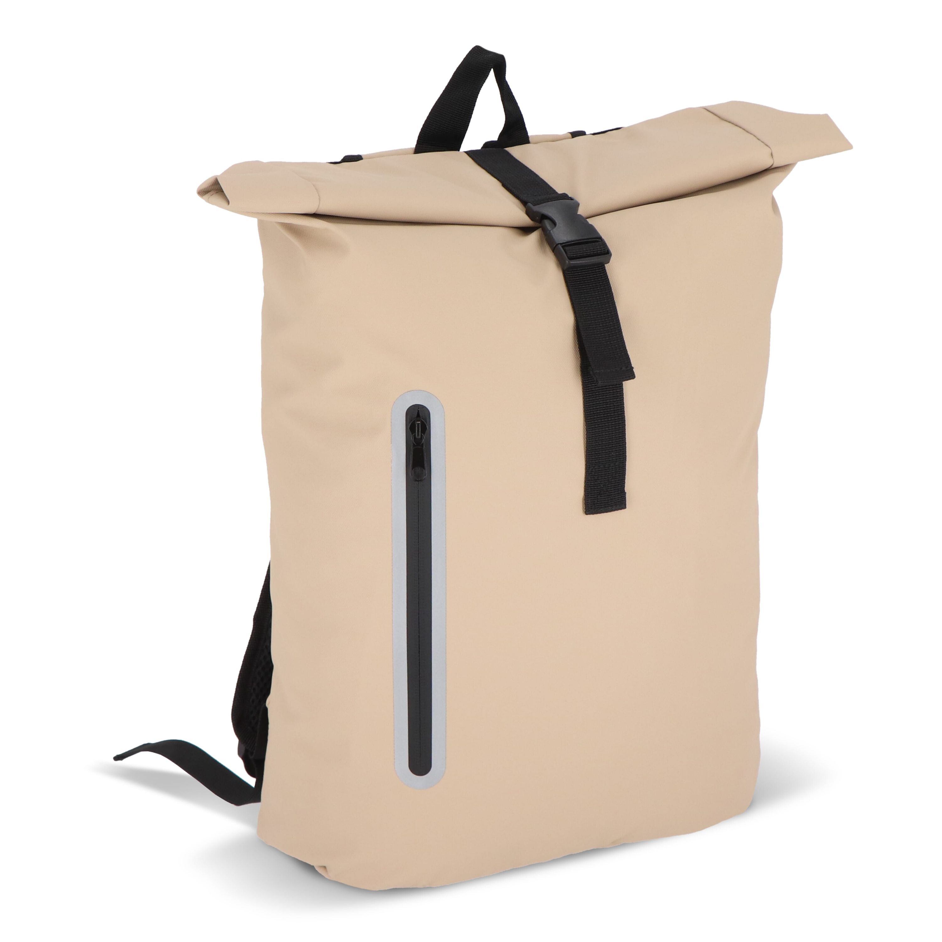 PU-beschichteter R-PET 600D Rolltop-Rucksack 20L - natur-454