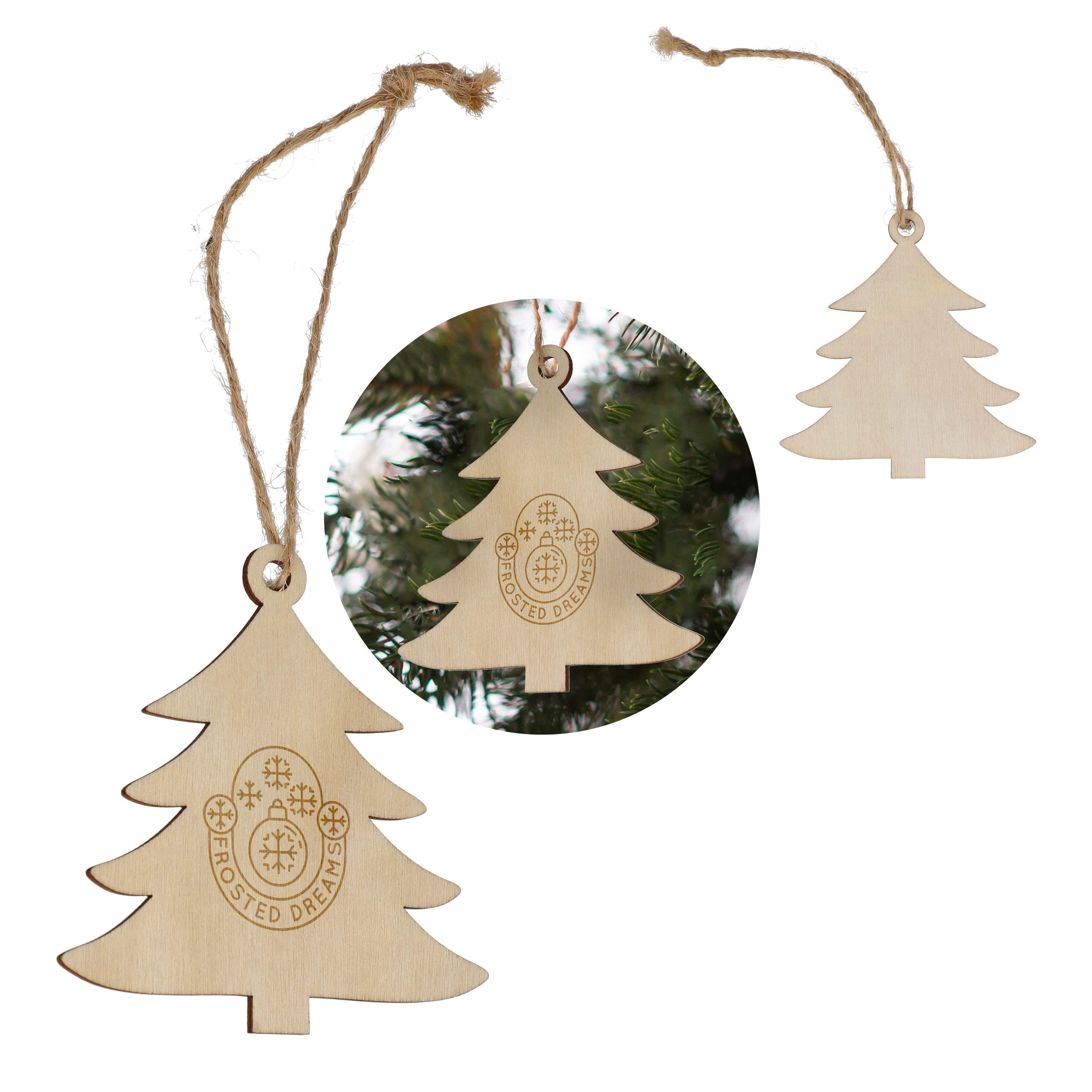 Baumförmiges Weihnachtsornament aus Holz - natur-484