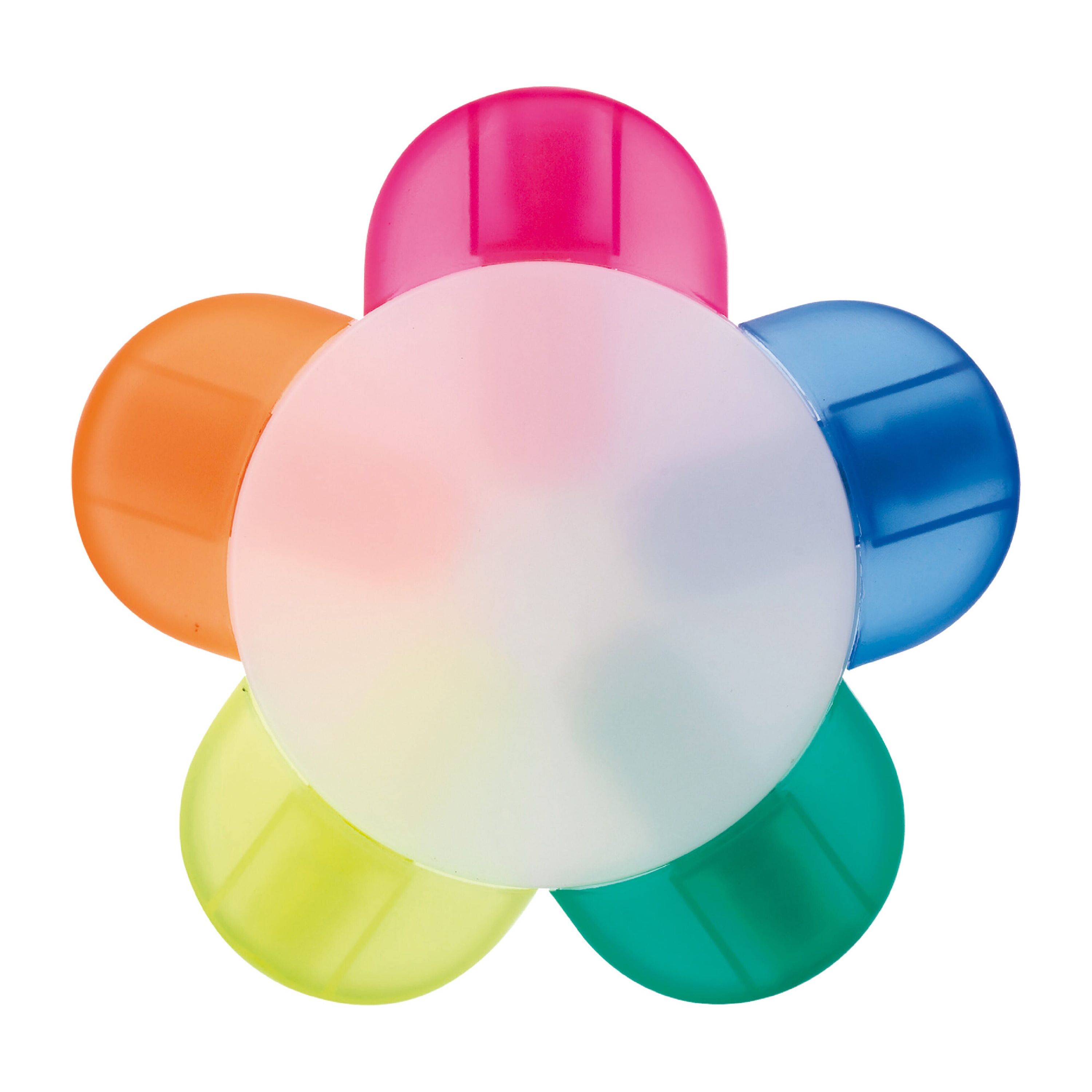 Textmarker Blume mit 5 Farben - natur  -  weiss-359