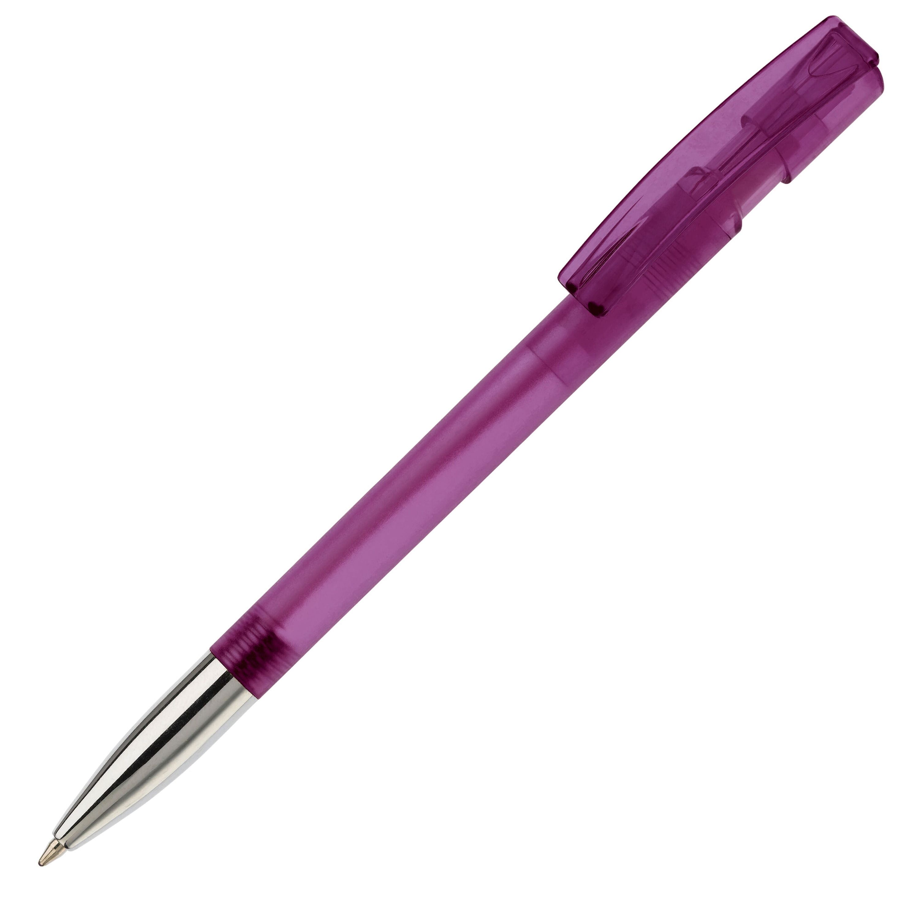 Kugelschreiber Nash Transparent mit Metallspitze - transparent  -  purple-472