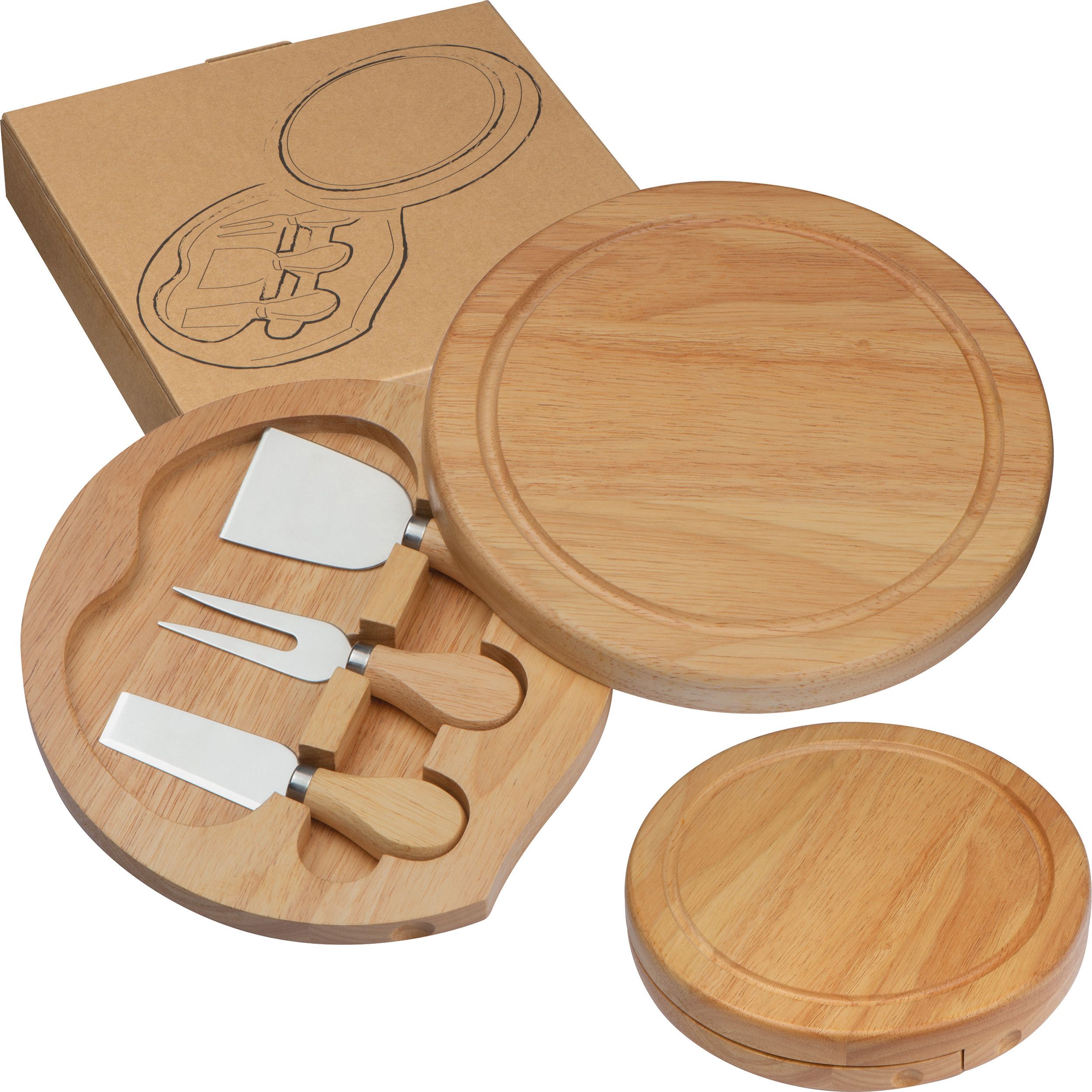 Käsebrett mit 3 Käsebestecken - beige-809